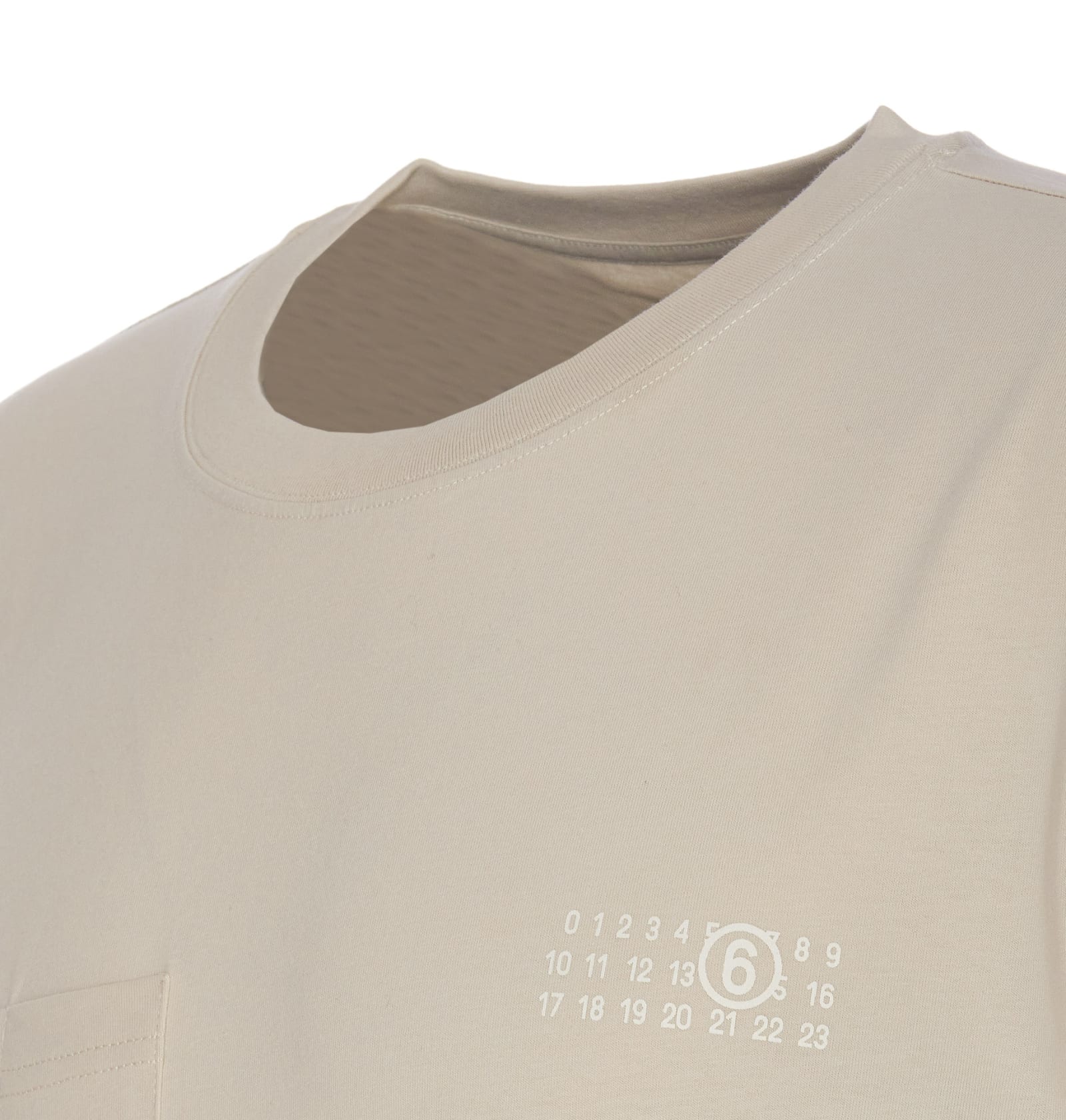 Shop Mm6 Maison Margiela Logo T-shirt In Beige