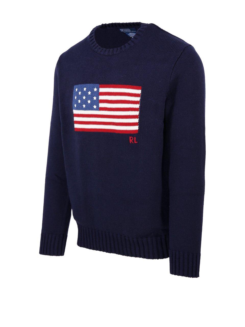 Shop Polo Ralph Lauren Flag Intarsia-knit Crewneck Jumper In Blue