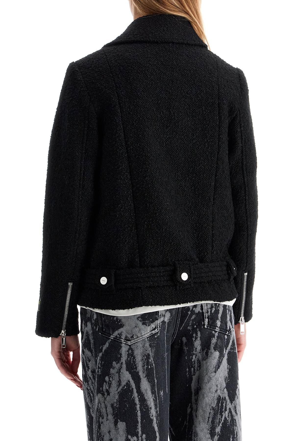 Ganni Boucle Wool Zip-up Biker Jacket In Black (black)