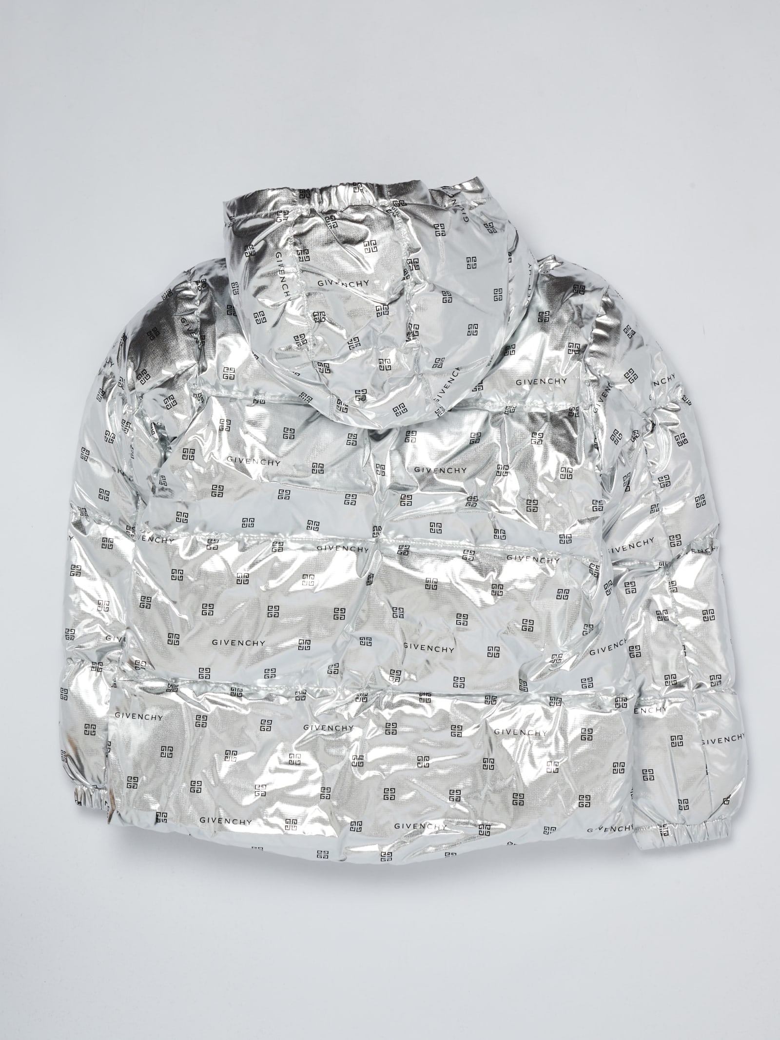 4G metallic down jacket in silver - Givenchy Kids