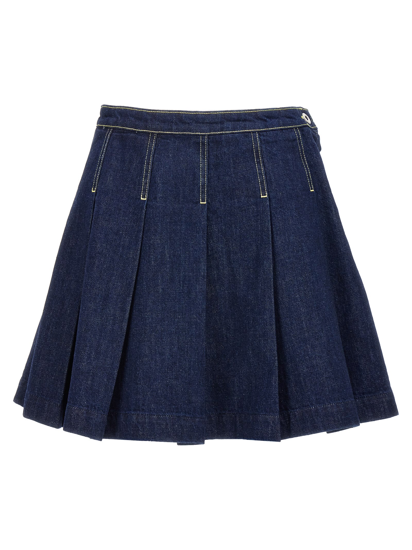 Shop Kenzo Solid Fit&flare Skirt In Blue