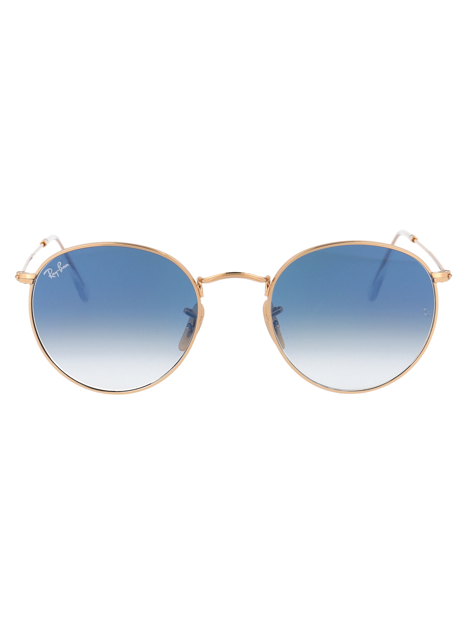 Shop Ray Ban Round Metal Sunglasses In 001/3f Gold