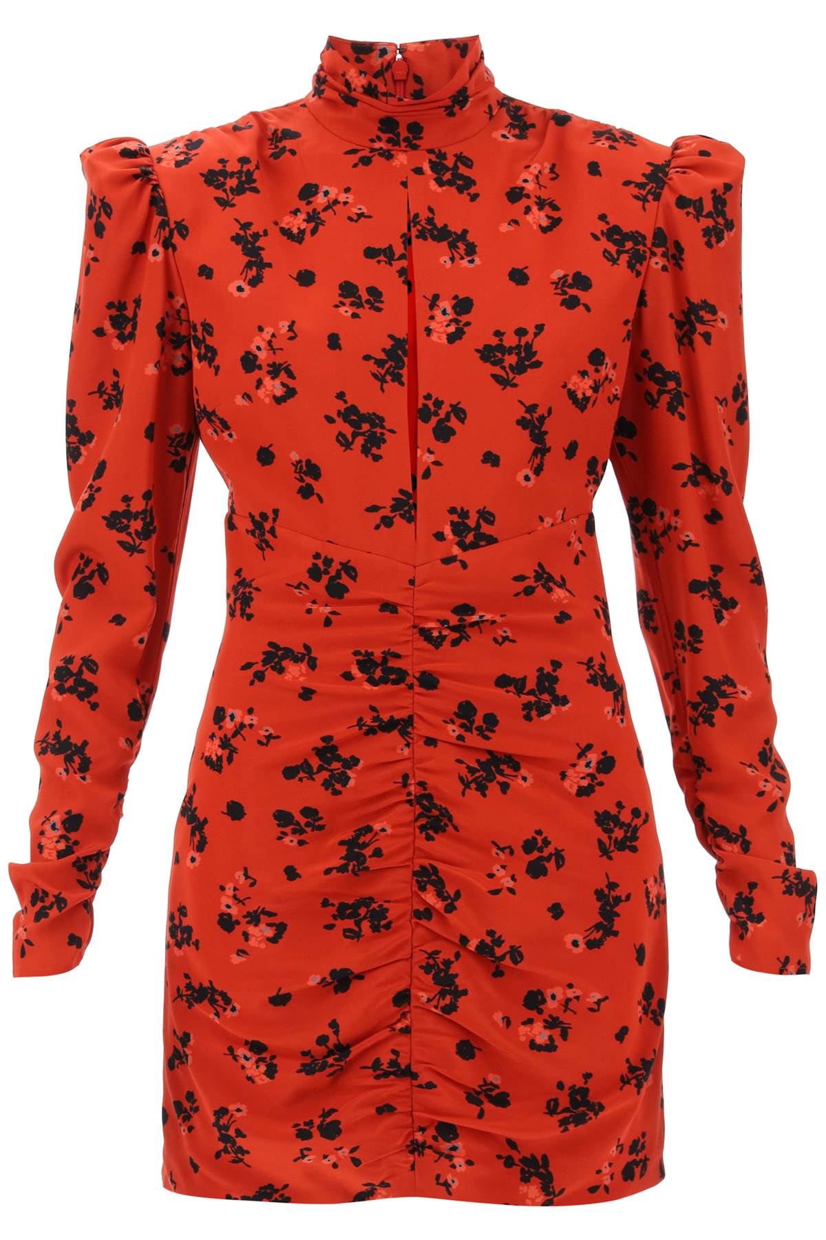 Shop Alessandra Rich High-neck Floral Mini Dress In Red/black