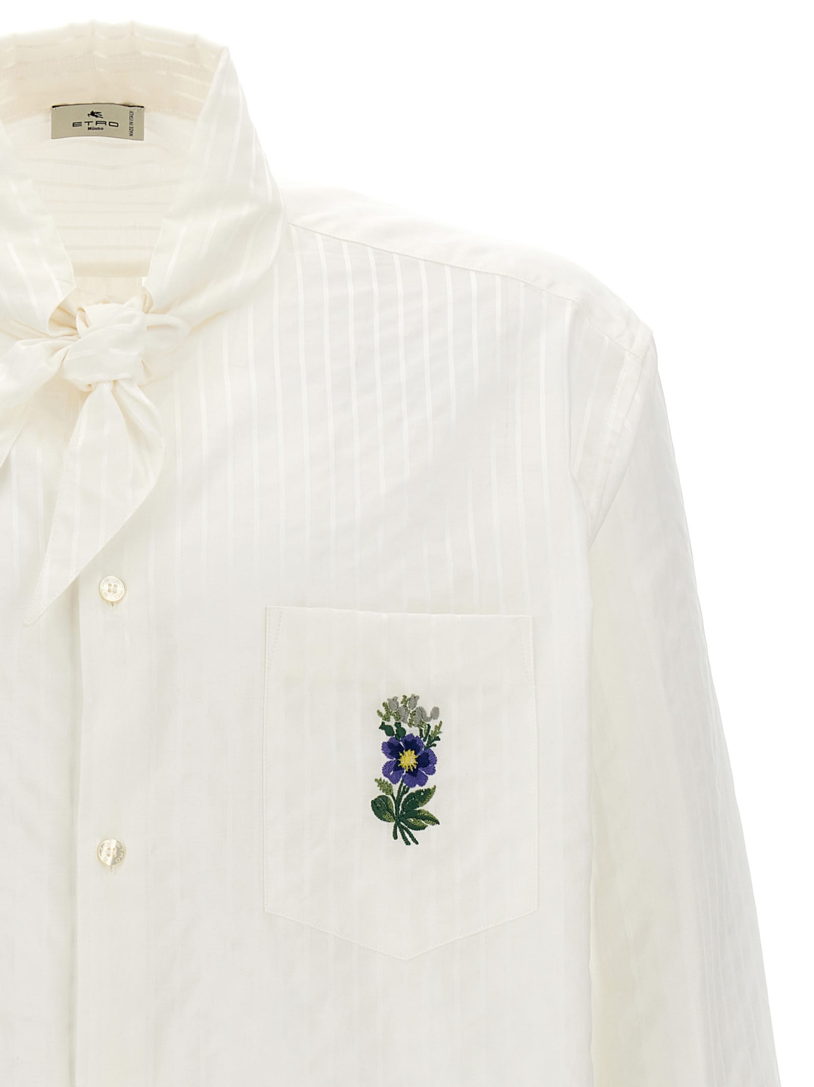 Shop Etro Floral Embroidery Shirt In Gray