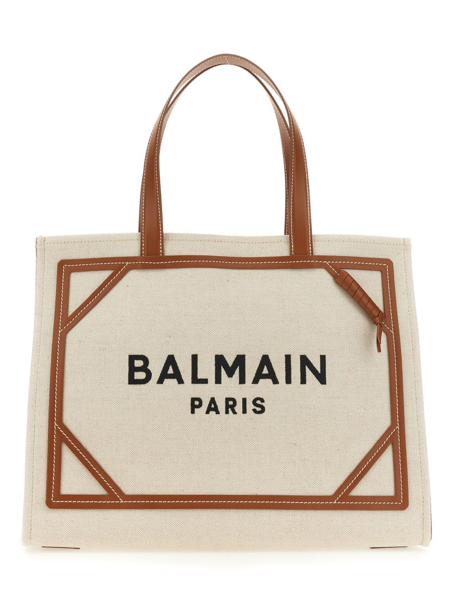 Balmain B-army Medium Shopping Bag In Beige