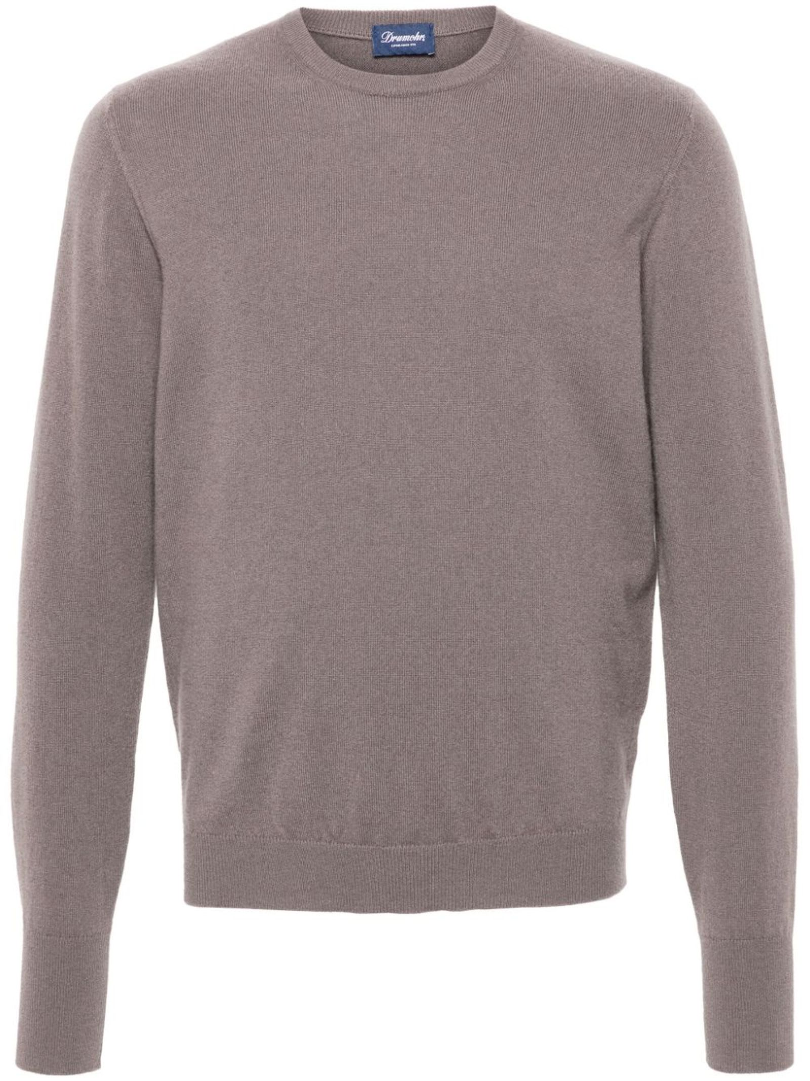 Shop Drumohr Taupe Brown Cashmere Sweater