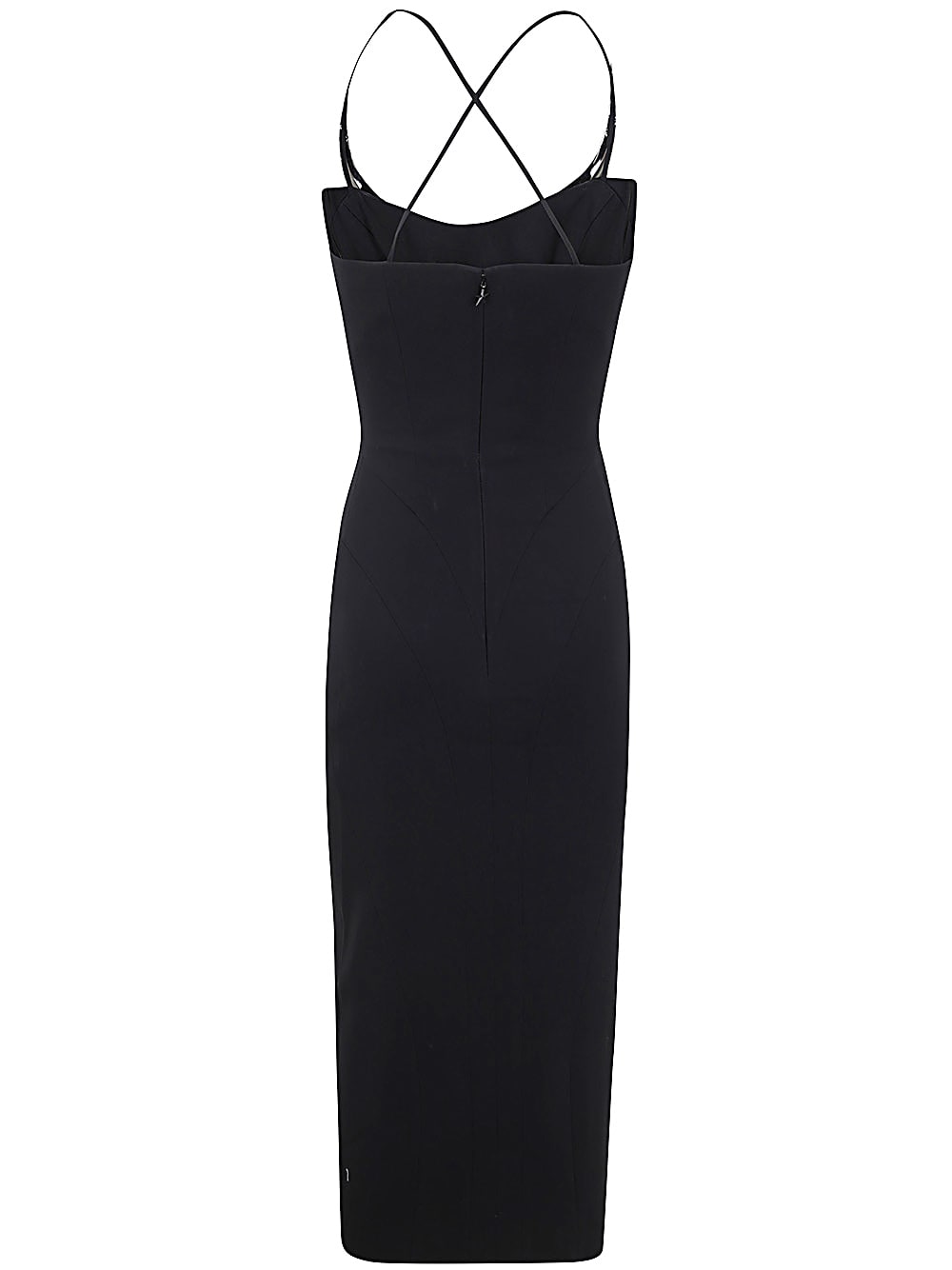 Shop Mugler Ro1628 Midi Dress In Black