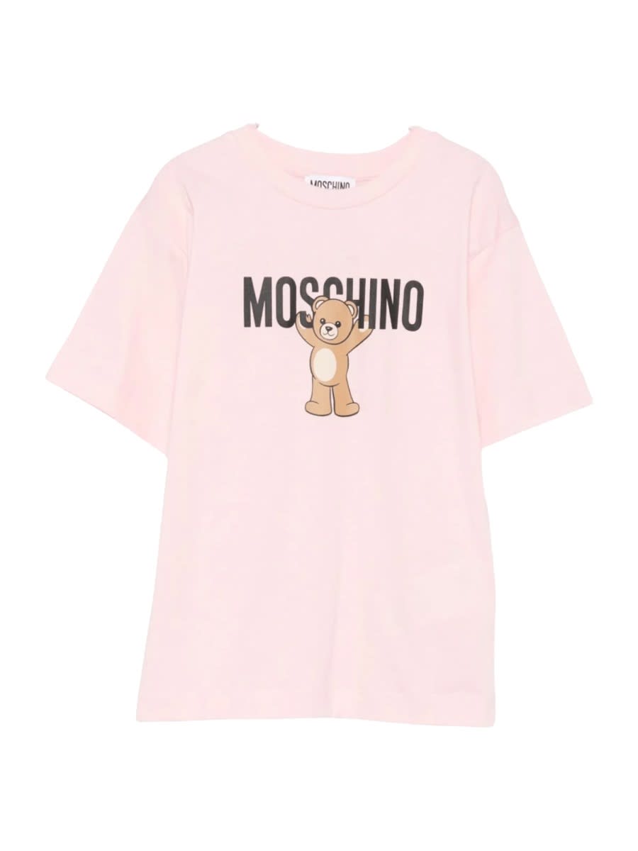 Moschino Kids' Teddy Bear Logo T-shirt In Pink