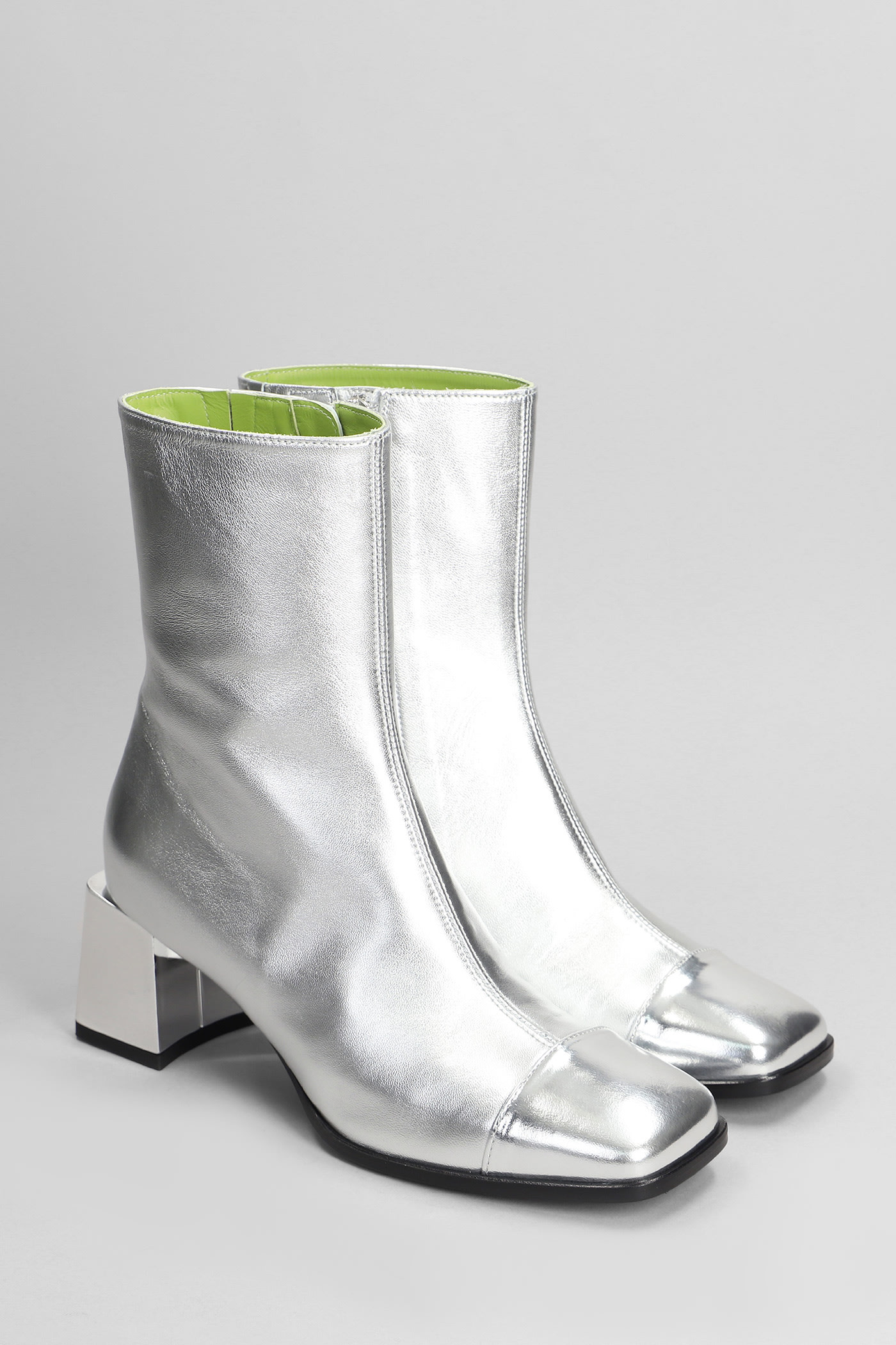 Shop Carel Odeon High Heels Ankle Boots In Silver Leather