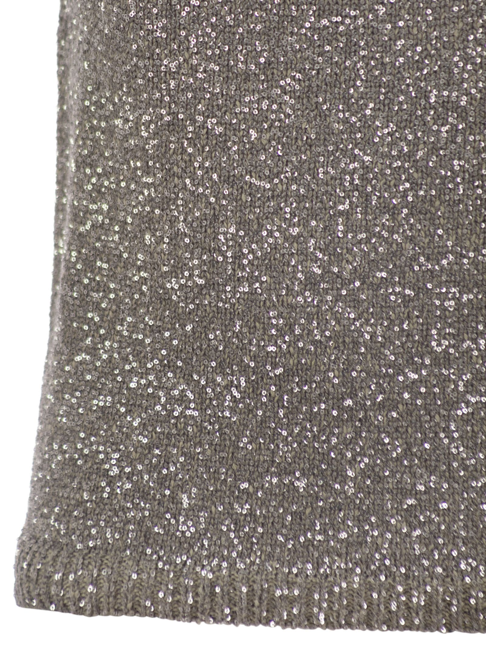 Fabiana Filippi Cotton Knit Tank Top With Sequins In Grey