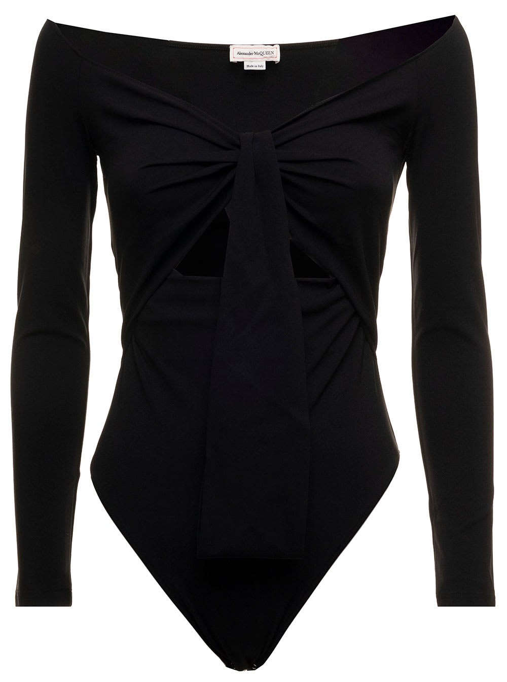 Alexander McQueen Black Stretch Fabric Body With Cut Out Inserts Woman