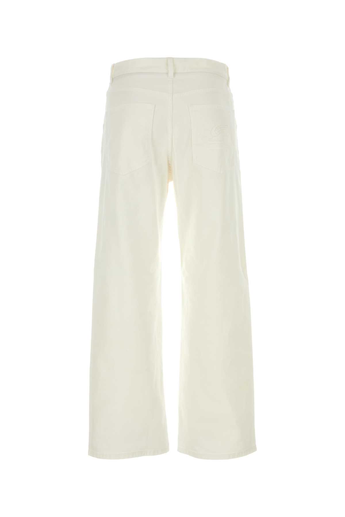 Shop Etro Ivory Stretch Denim Jeans In White