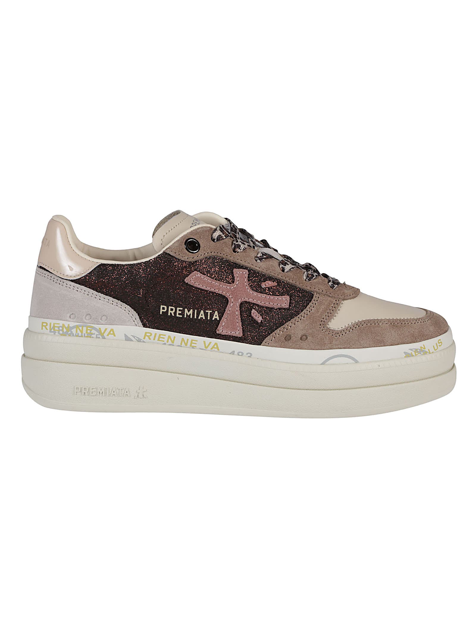 Shop Premiata Micol Sneakers In Bronzo/taupe