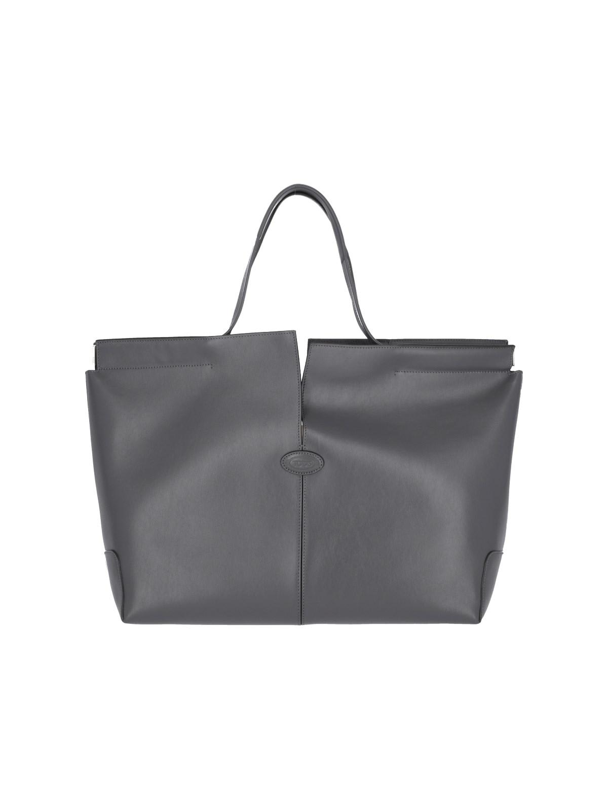 Shop Tod's Medium Tote Bag Di Folio In Grigio