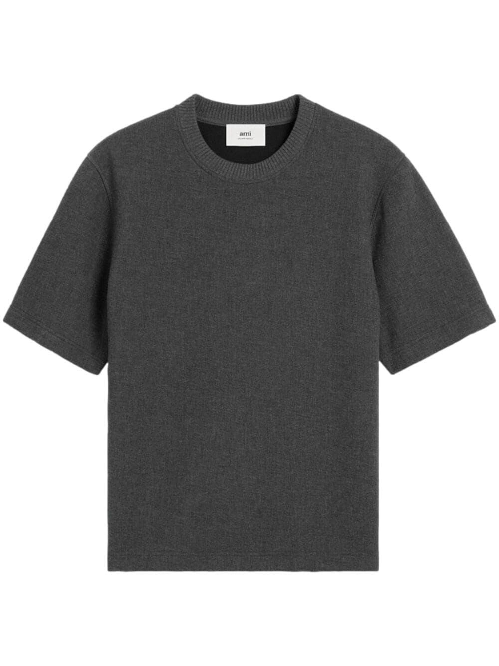 Shop Ami Alexandre Mattiussi Boxy Luxury Jersey Tshirt In Dark Grey