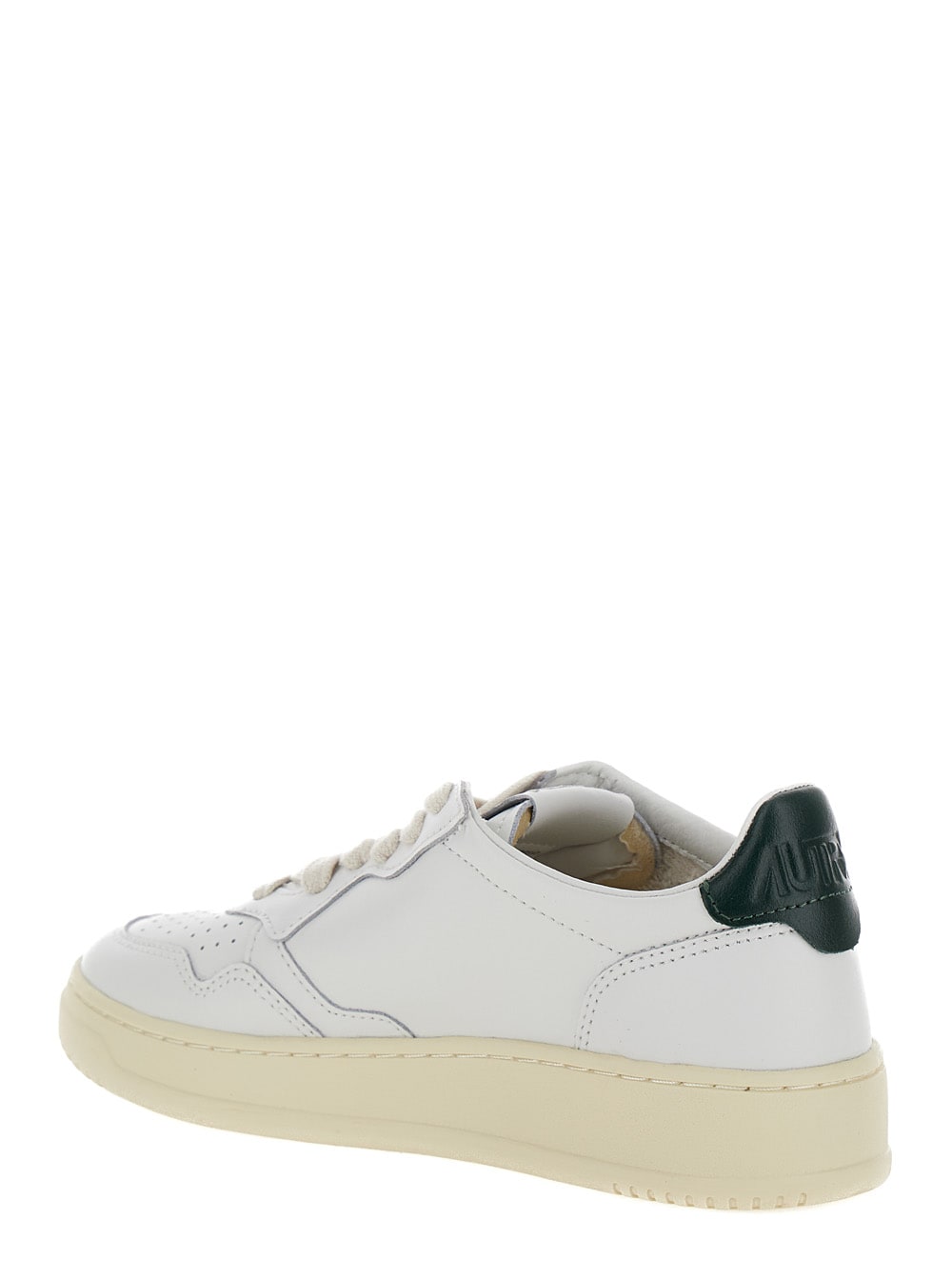 Shop Autry Medalist White Low Top Sneakers With Contrasting Heel Tab In Leather Woman In Green