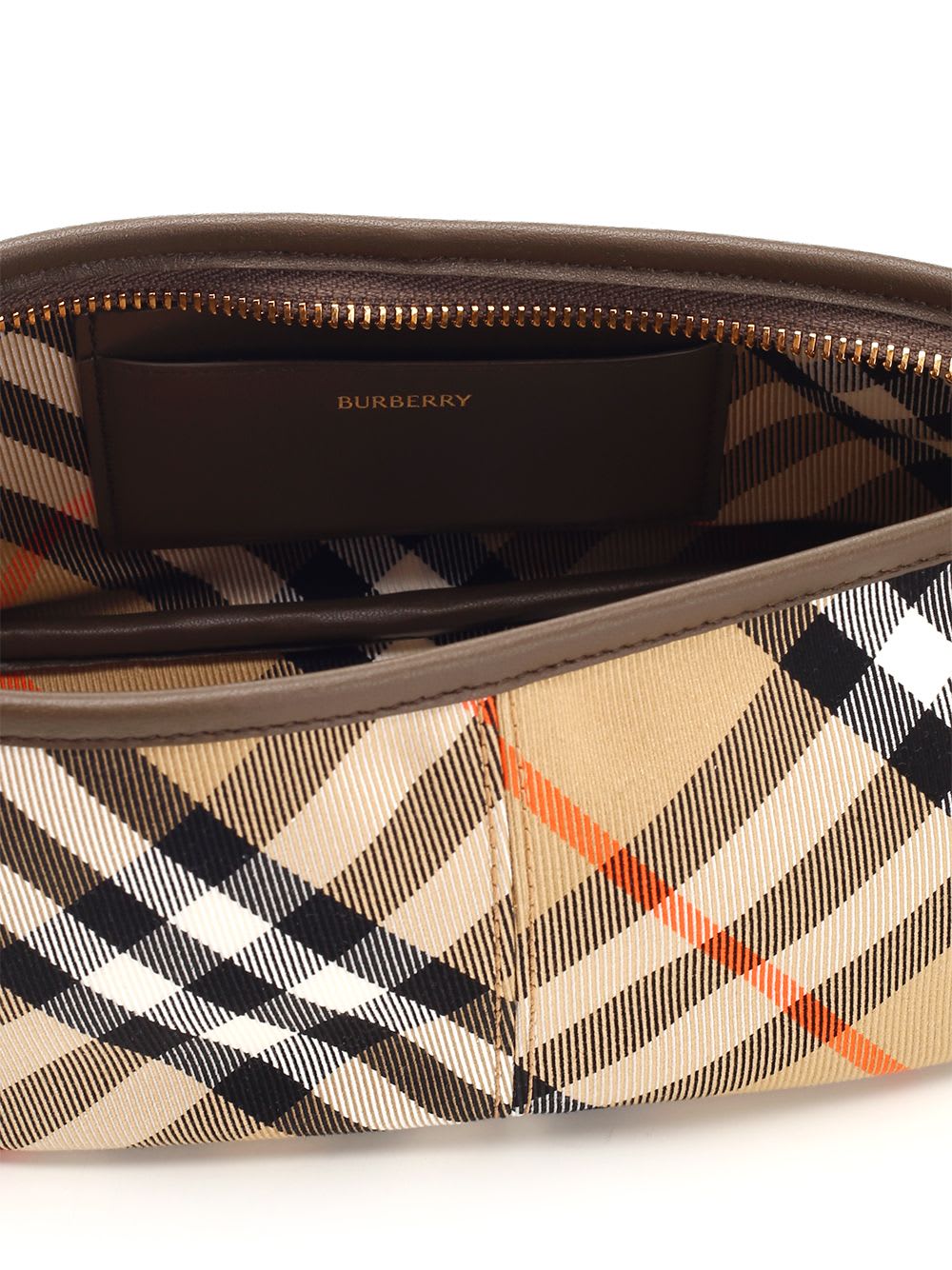 Shop Burberry Check Mini Bag In Beige