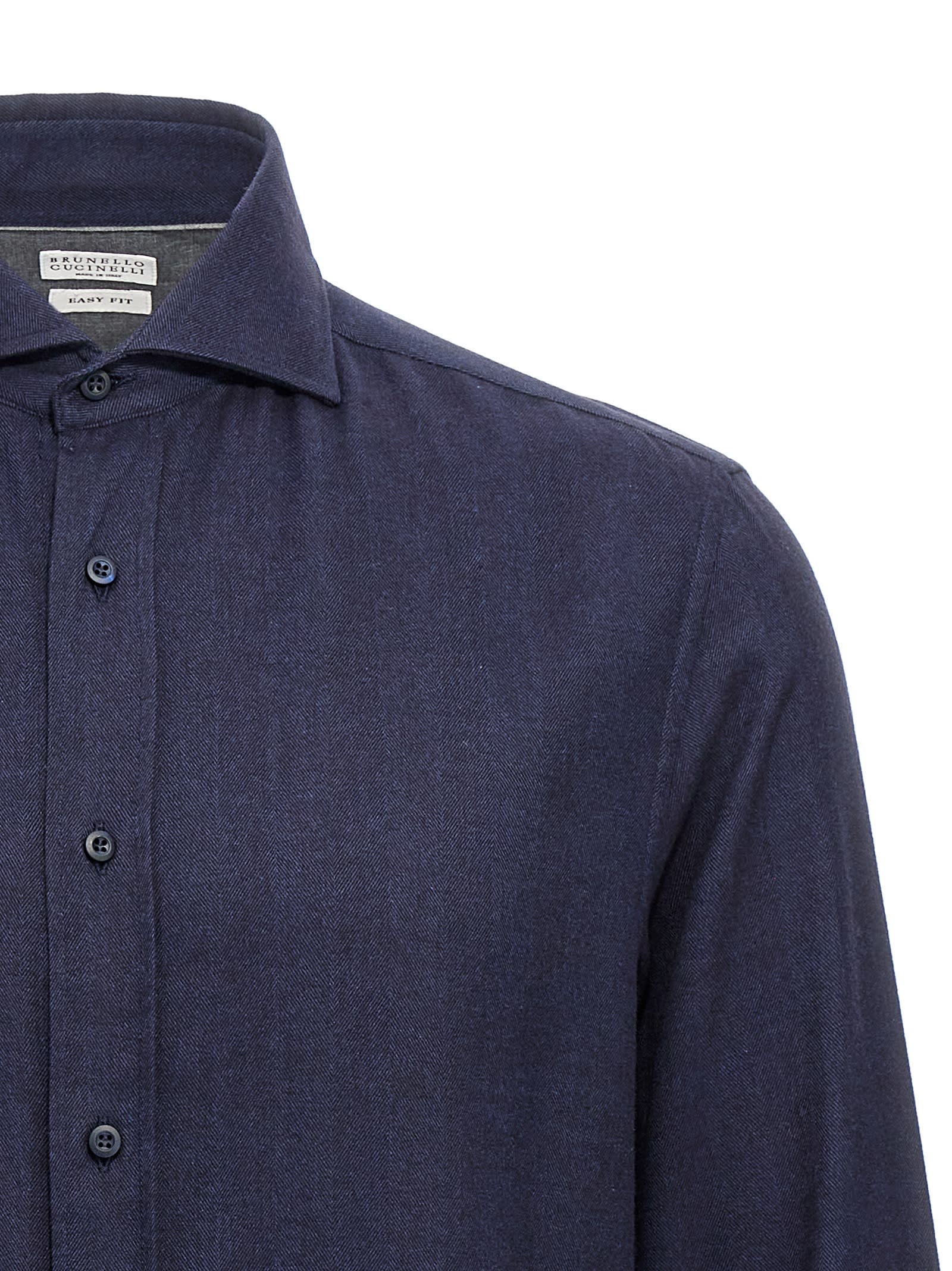 Shop Brunello Cucinelli Flannel Shirt In Blue