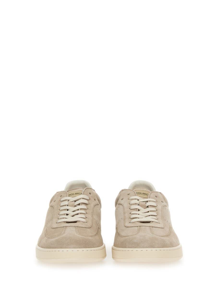 Woolrich Beige Suede Sneakers With Contrasting Heel In Multi