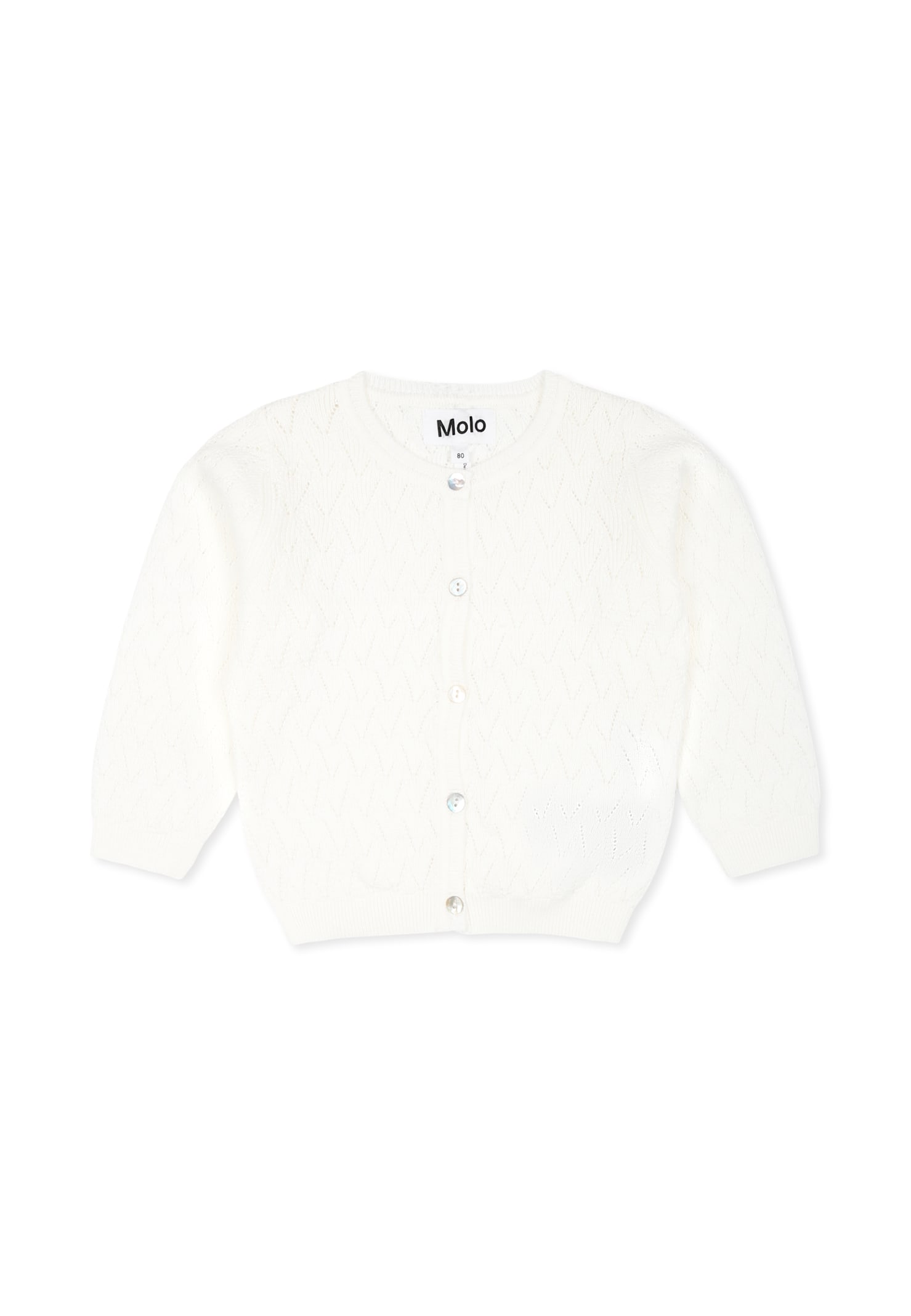 Molo White Cardigan For Baby Girl In White