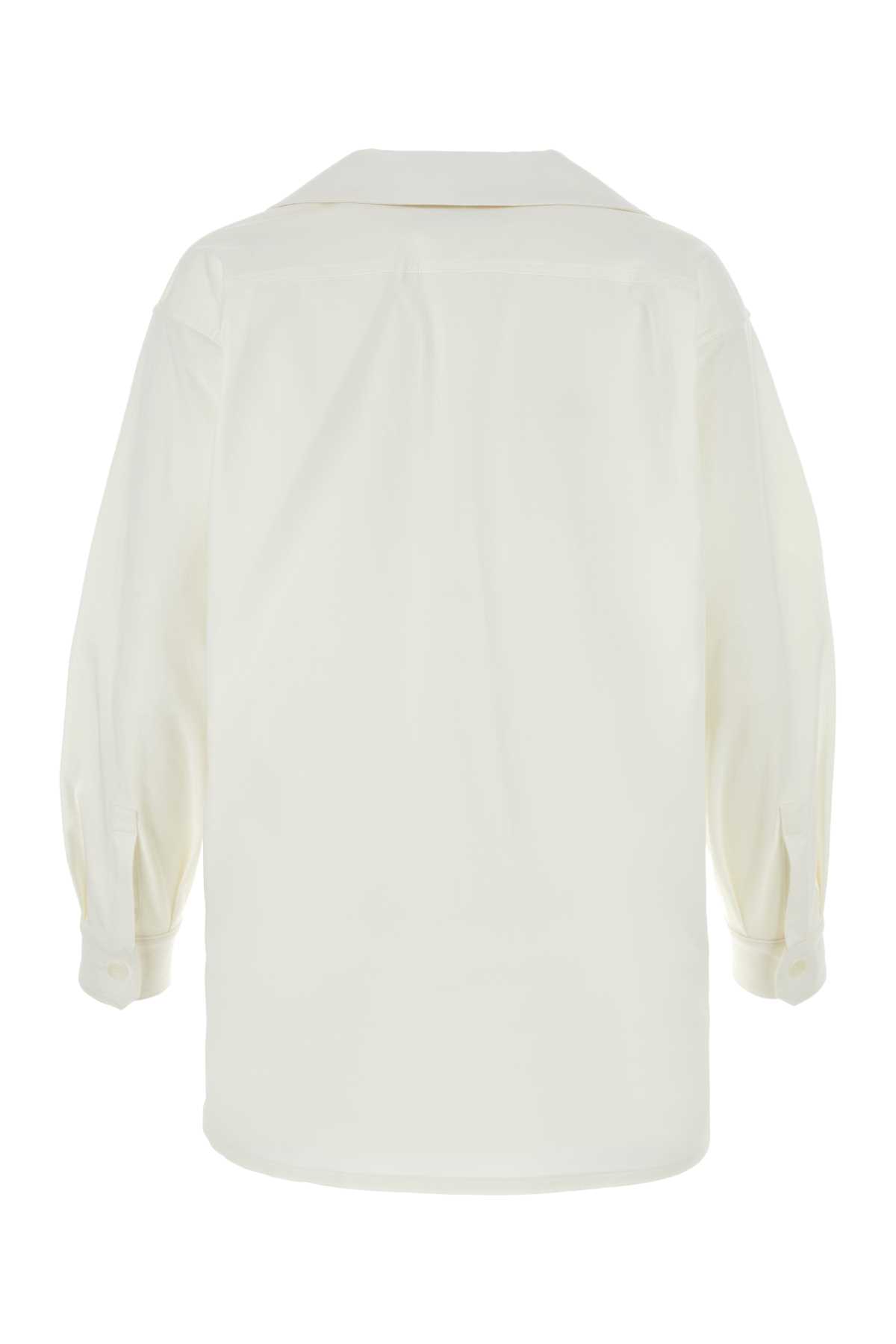 Shop Max Mara White Stretch Cotton Adorato Blouse In Bianco