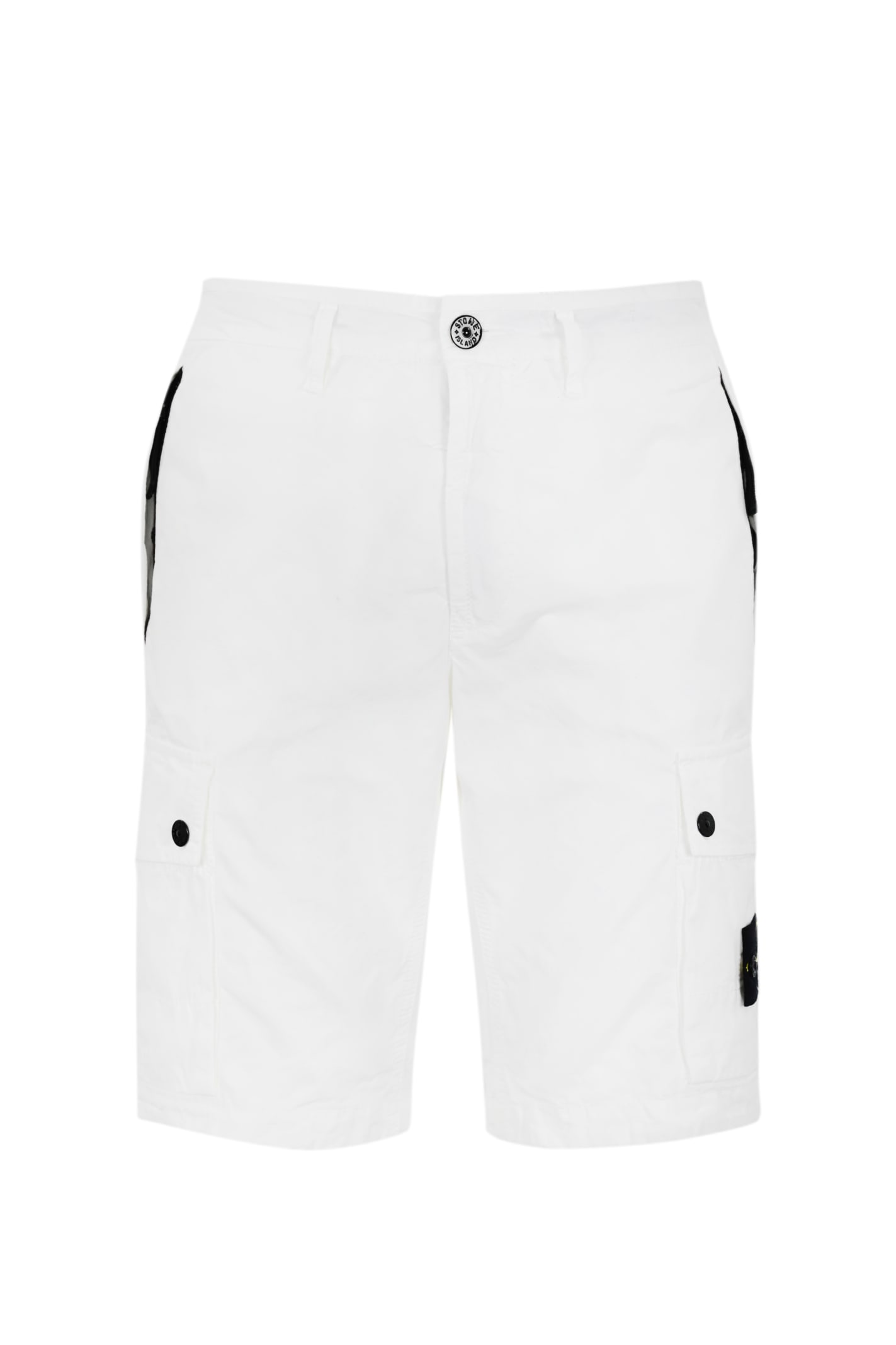 Shop Stone Island Bermuda Shorts In Cotton Canvas L11wa In White