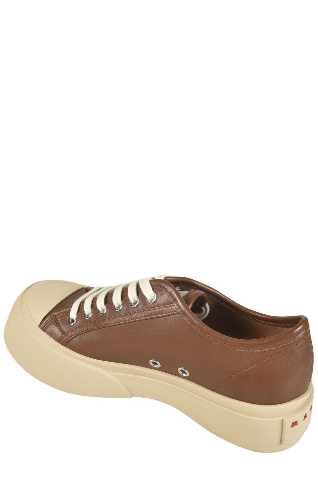 Shop Marni Logo Patch Lace-up Sneakers In Cigar