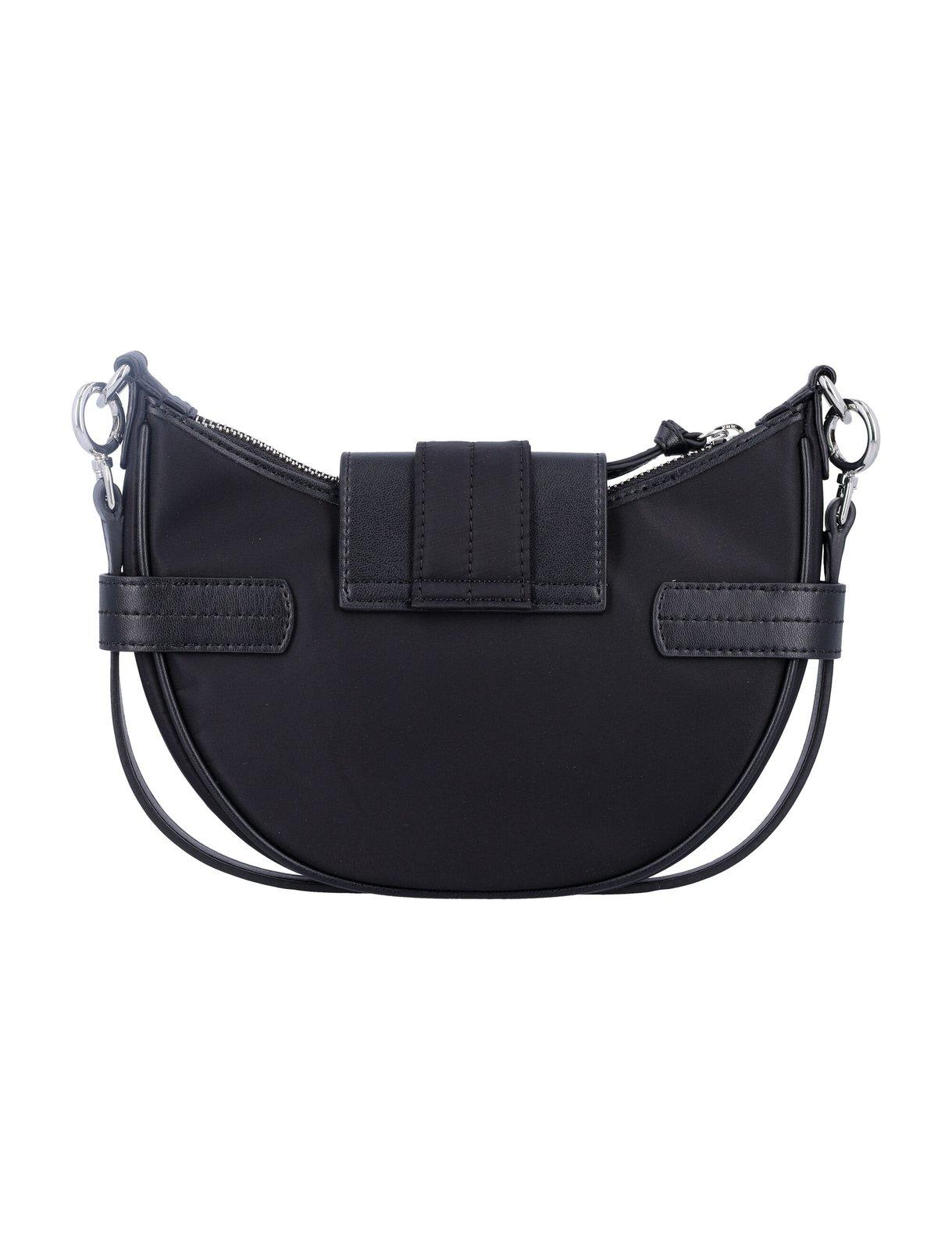 Shop Ganni Buckle-detailed Small Crossbody Bag In Black