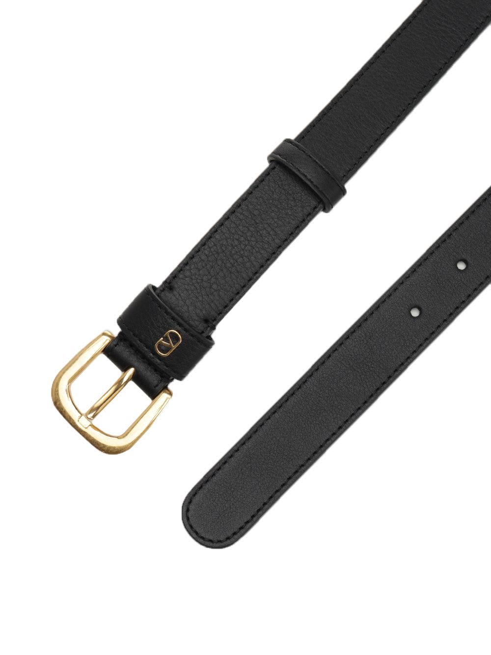 Shop Valentino Leather Belt With Mini Vlogo In Black