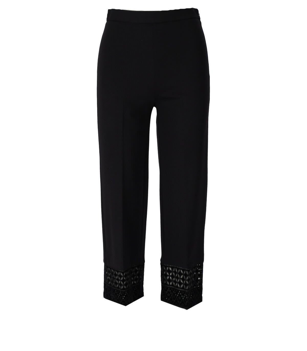 Twinset Black Embroidered Wide Leg Trousers