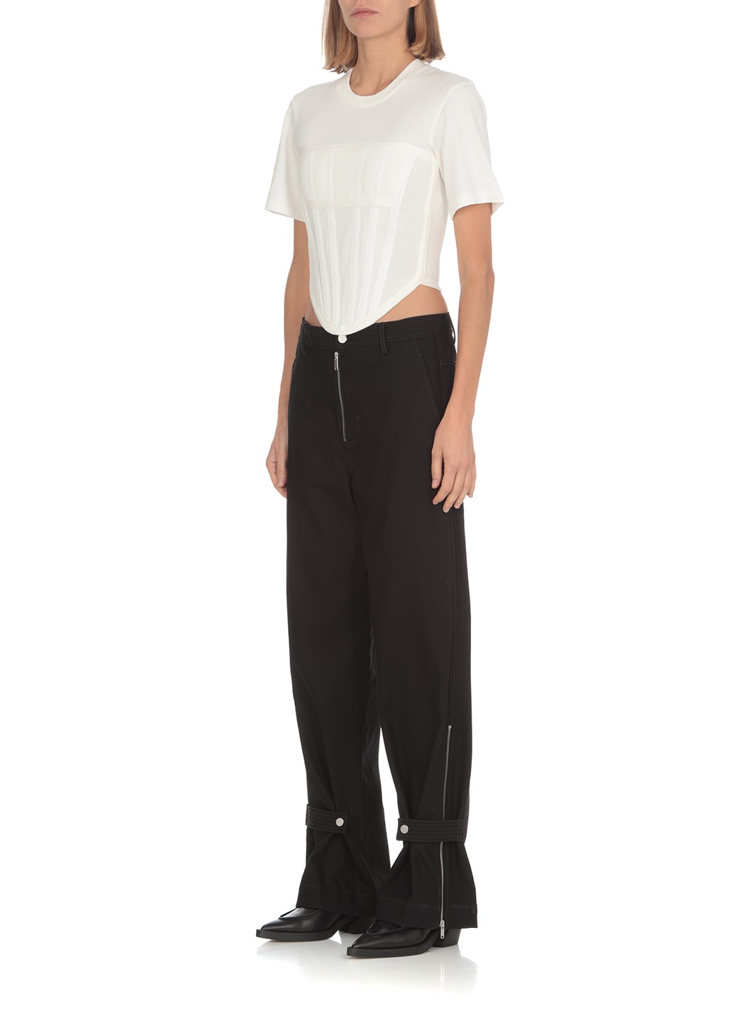 Shop Dion Lee Jersey Rib Corset T-shirt In Ivory
