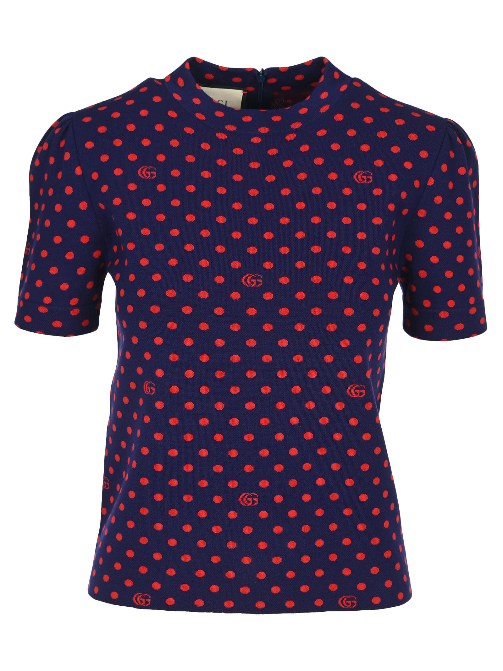 GUCCI POLKA DOT AND DOUBLE G WOOL TOP,11352935