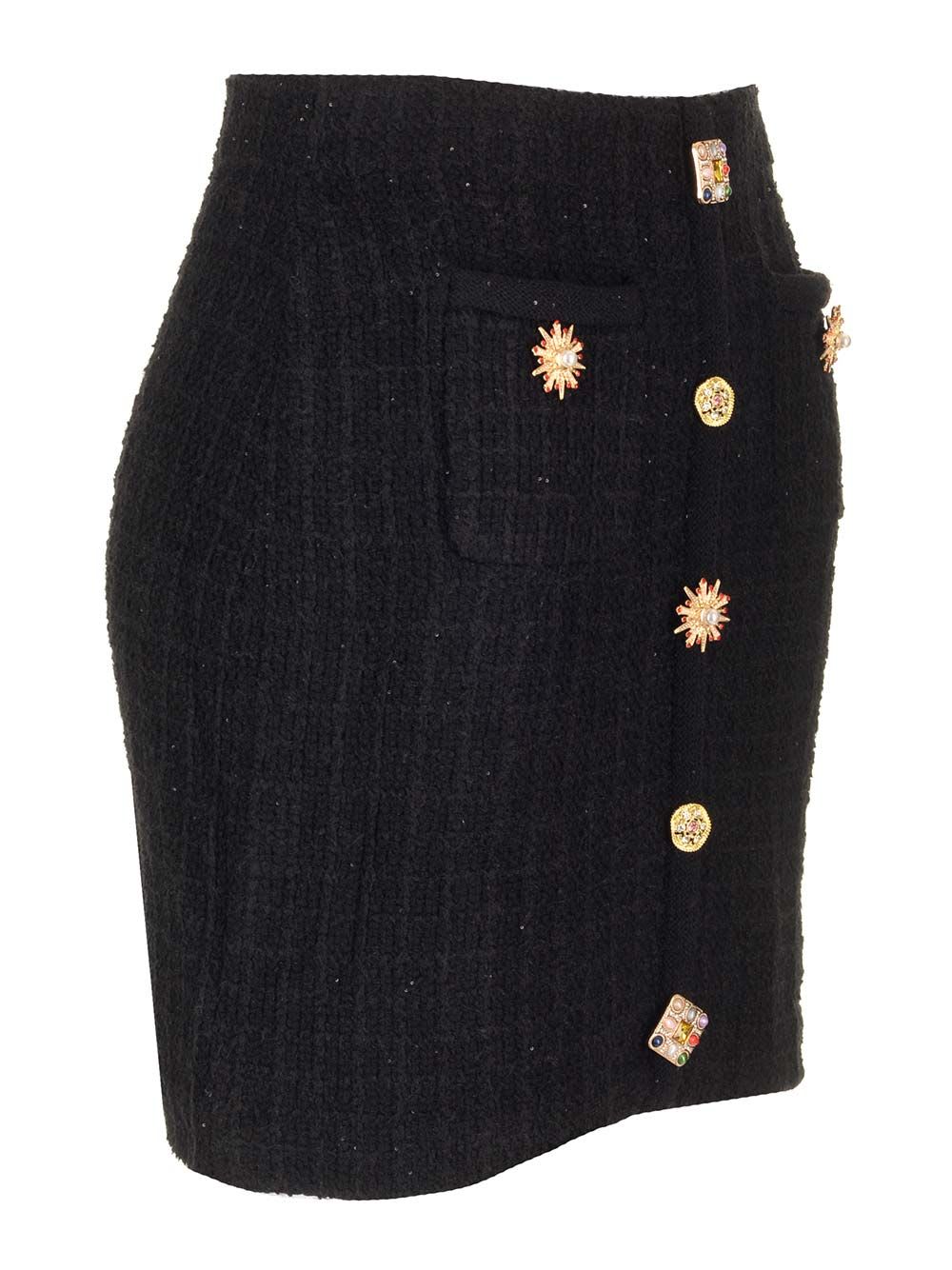 Shop Self-portrait Mini Skirt With Jewel Buttons In Black