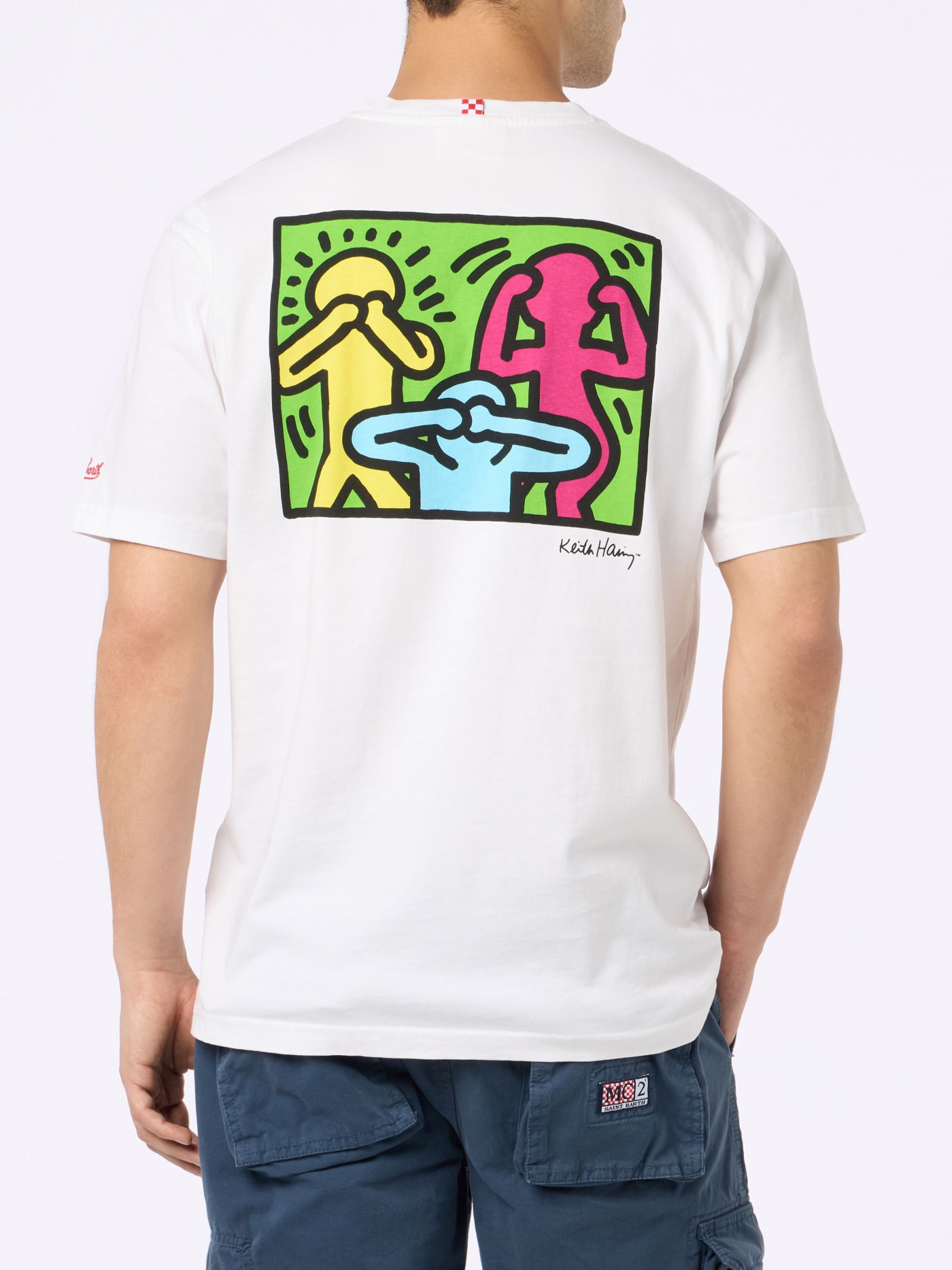 MC2 SAINT BARTH MAN COTTON T-SHIRT WITH KEITH HARING DESIGN FRONT AND BACK PRINT KEITH HARING SPECIAL EDITION