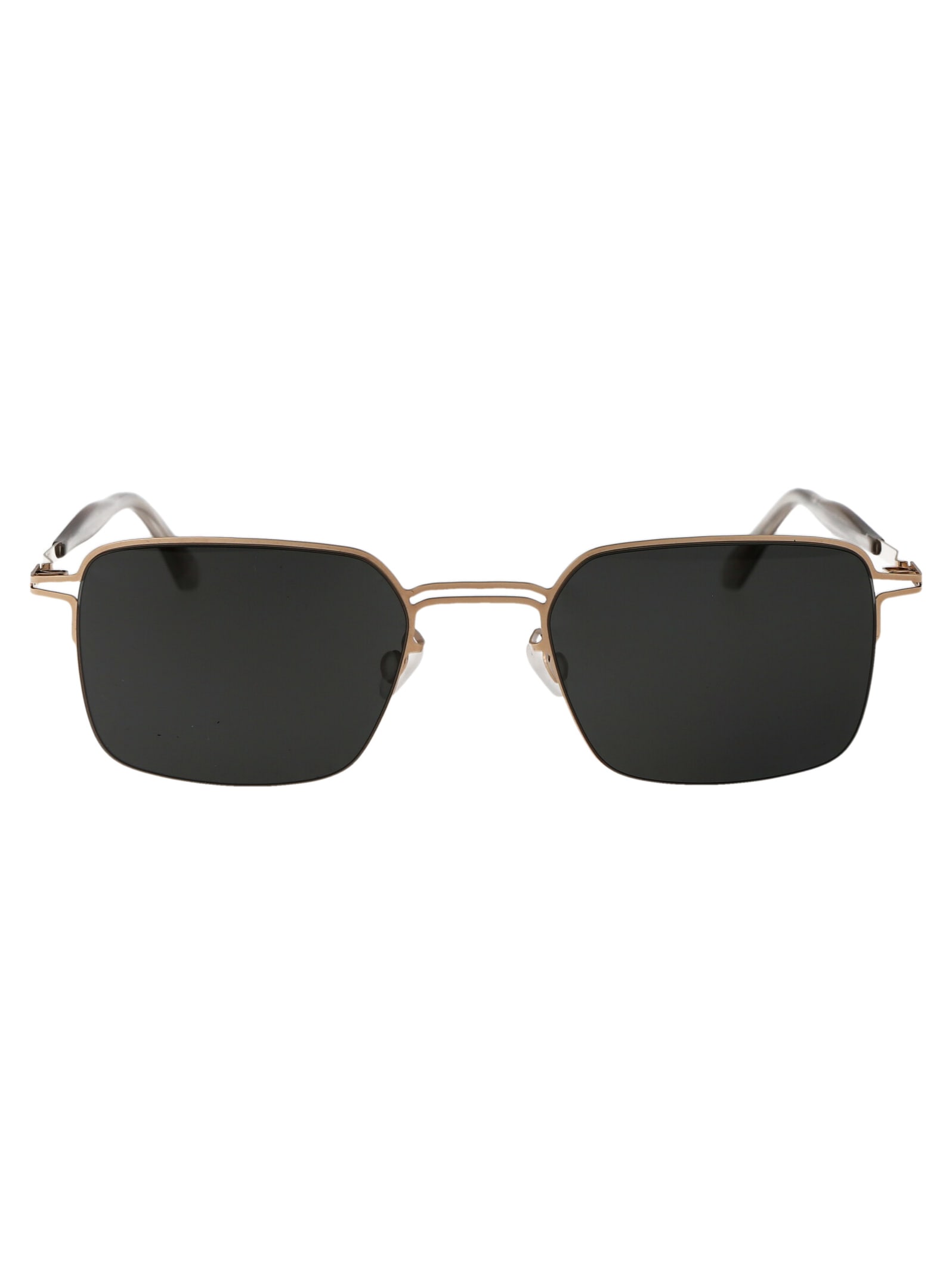 Shop Mykita Alcott Sunglasses In 291 Champagne Gold Dark Grey Solid