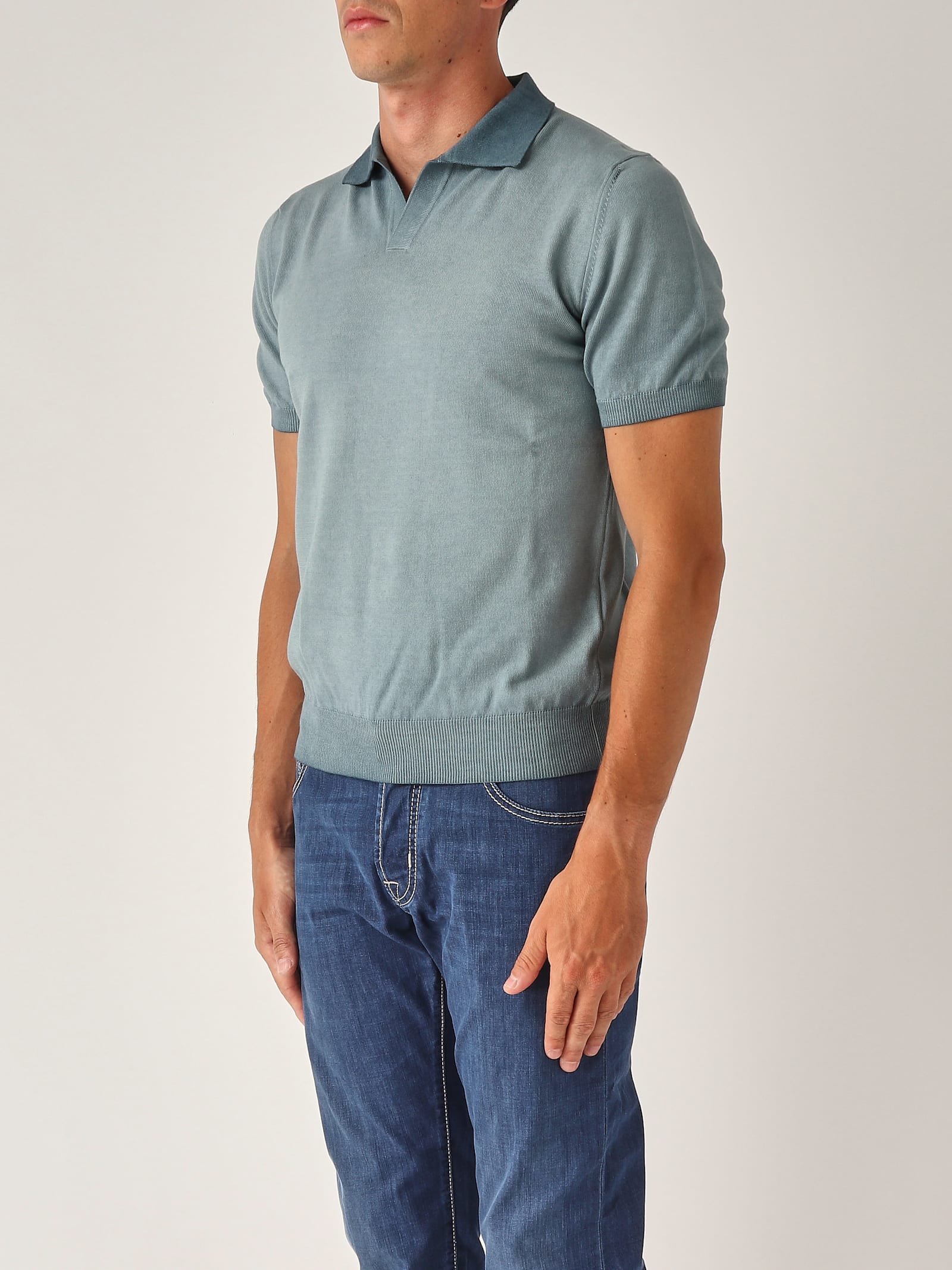 Altea Skipper M/c Cot. Rasato Con Balza Polo In Blue