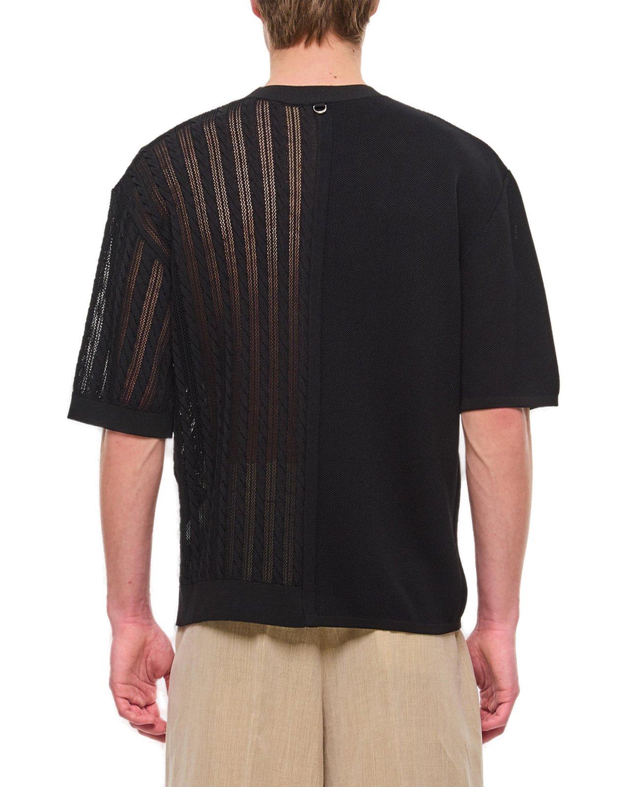Shop Jacquemus Contrast Knitted Top In Black