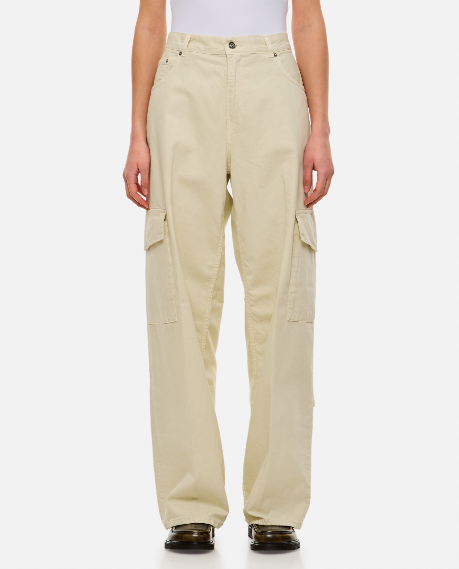 Shop Haikure Bethany Twill 45 Baggy Denim Cargo Pants In Beige