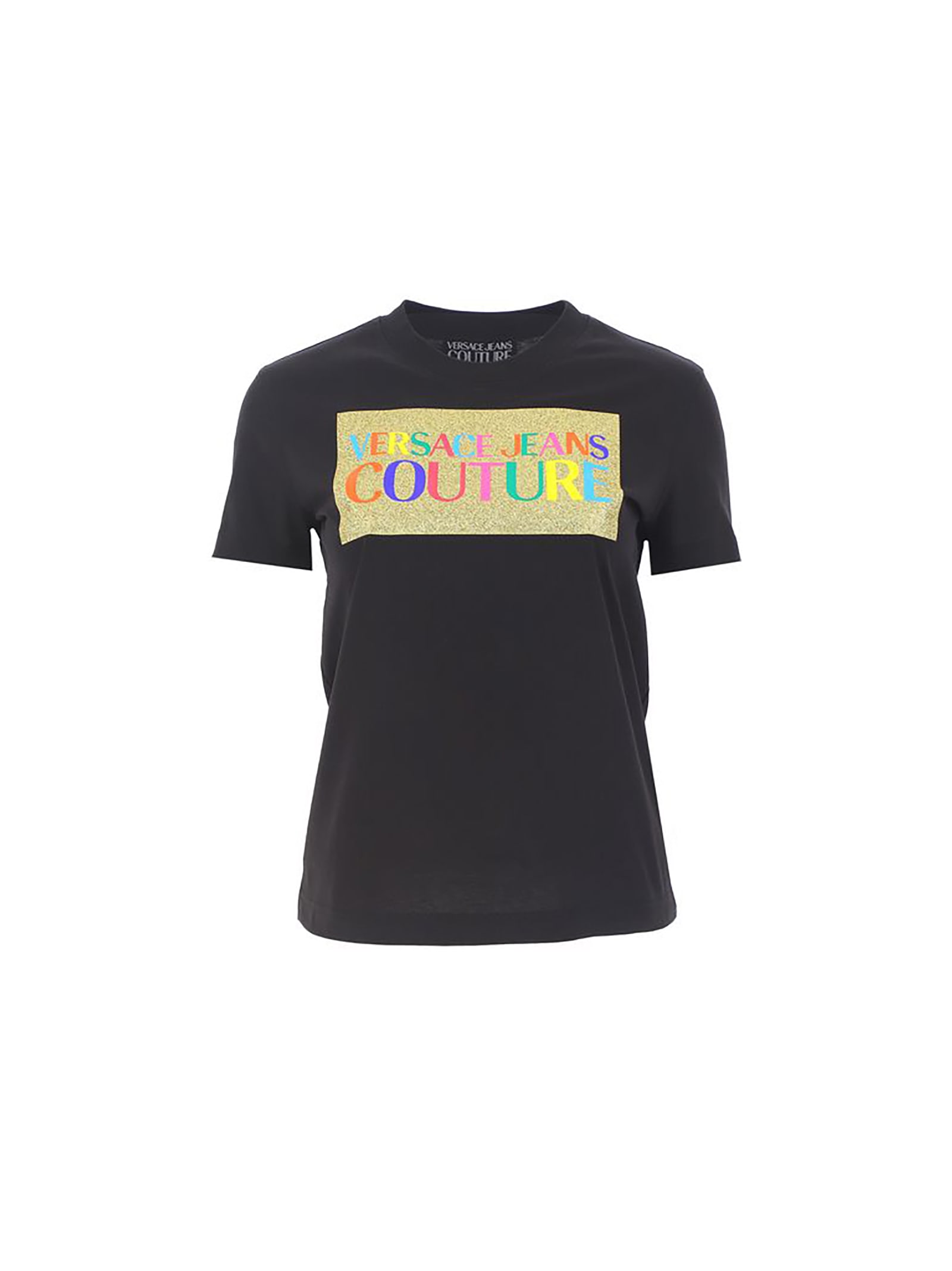 Versace Jeans Couture Cotton T-shirt With Colored Glitter Logo