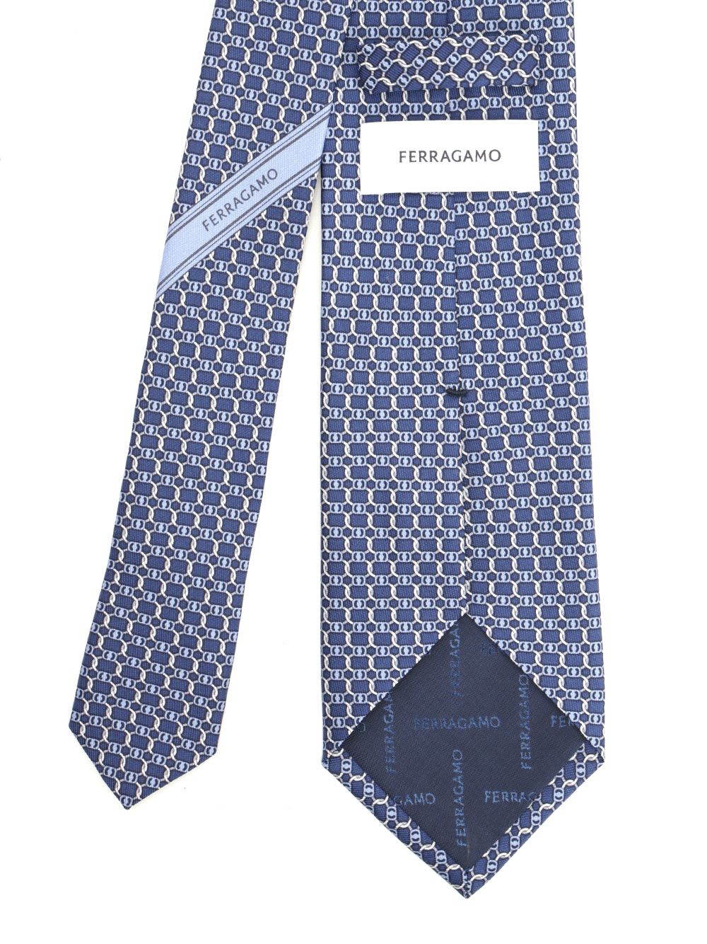Ferragamo Vara Print Silk Tie Ties And Bow Ties Blue In Blue