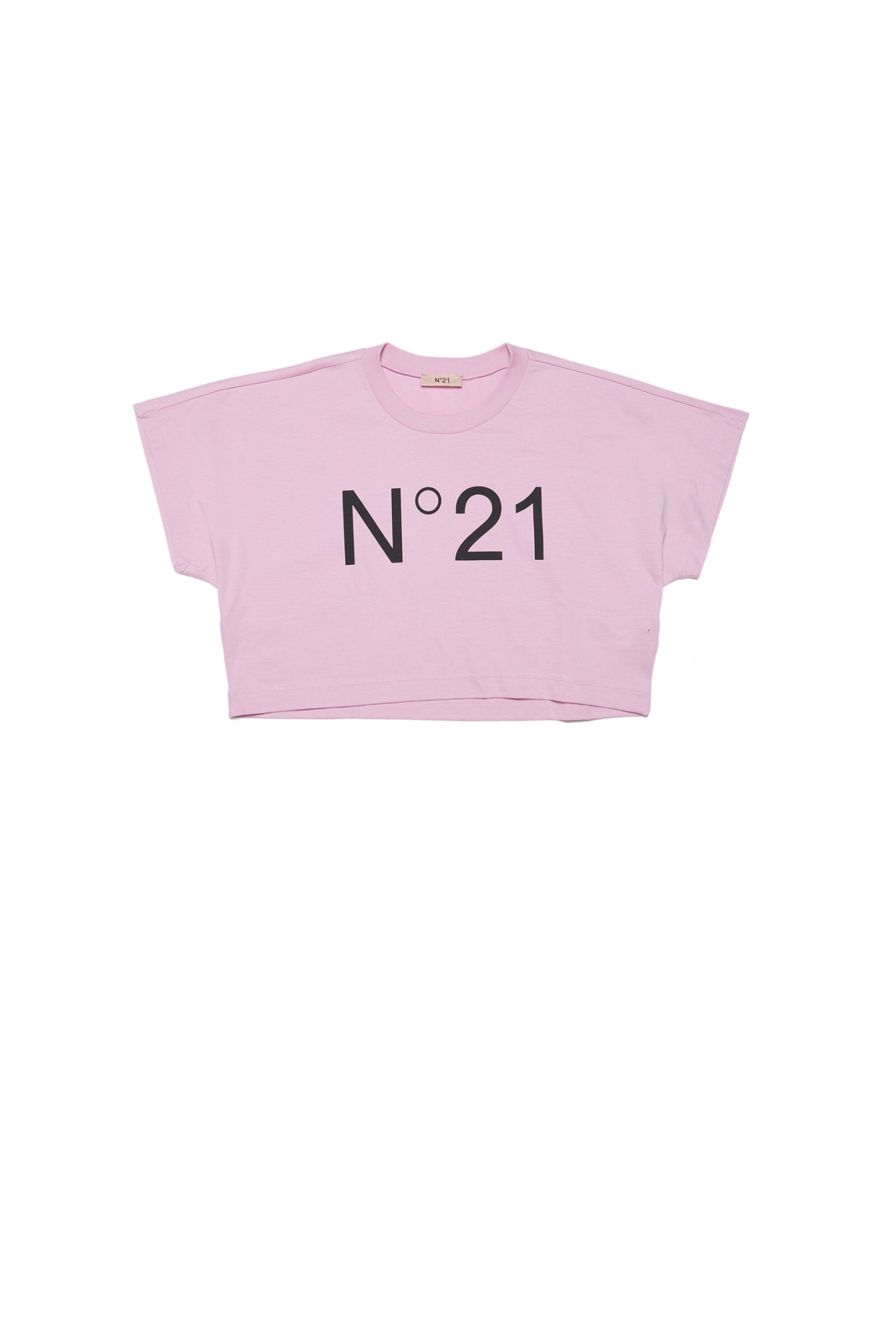 N°21 N21T170F T-SHIRT N°21 PINKCROPPED JERSEY T-SHIRT WITH LOGO