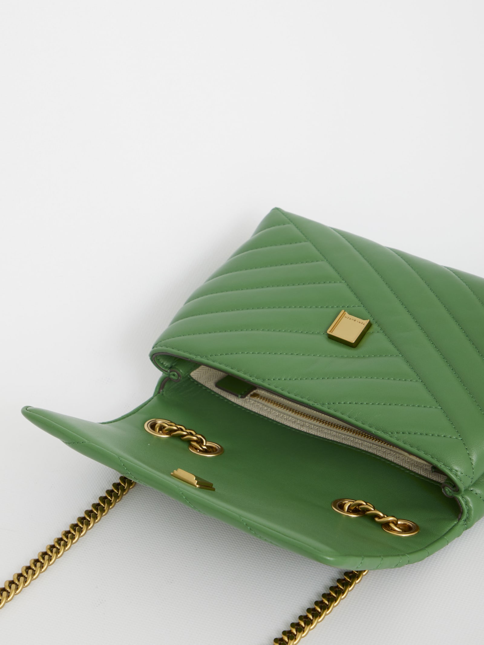 Tory Burch Kira Chevron Flap Shoulder Bag in Green