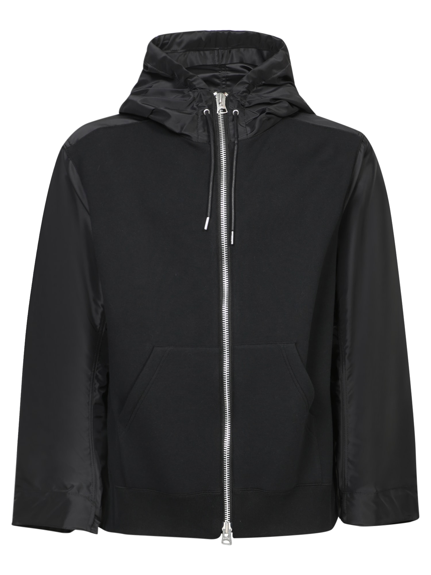 Shop Sacai Black Nylon Twill Sweatshirt