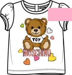 Shop Moschino Pink T-shirt For Baby Girl With Teddy Bear And Hearts