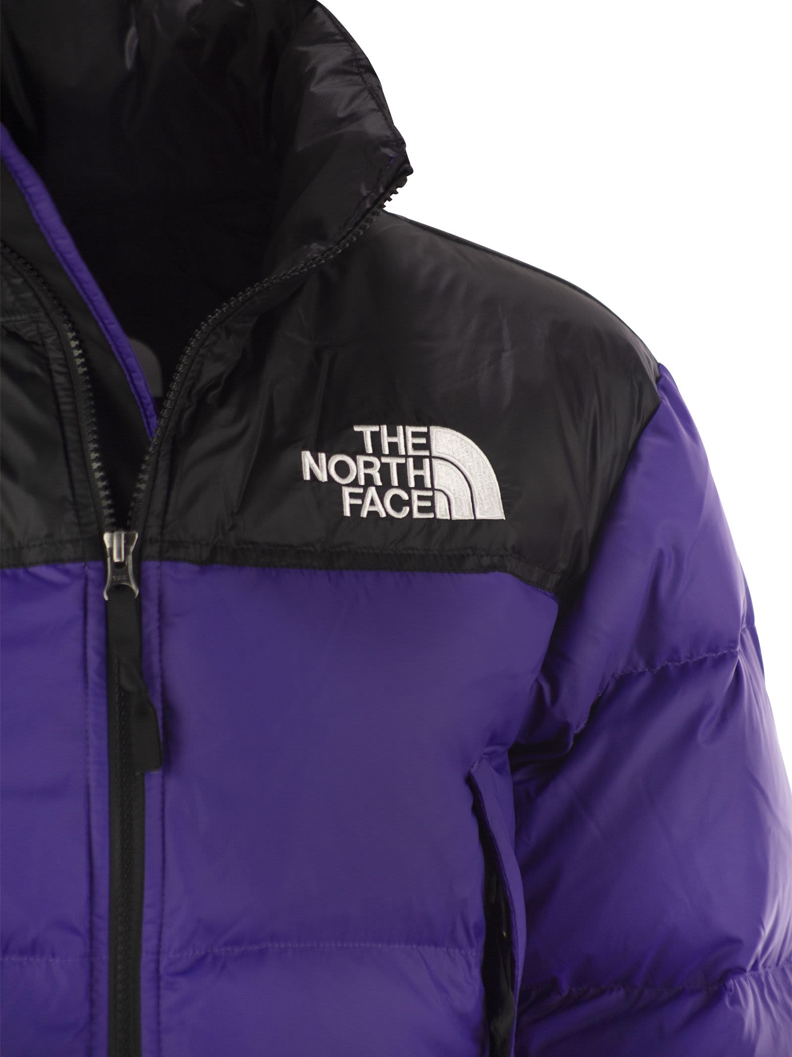 Shop The North Face 1996 Retro Nuptse Short Down Jacket In Purple/black