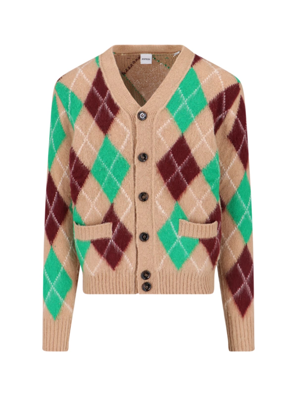 Aspesi Shetland Wool Cardigan In Brown