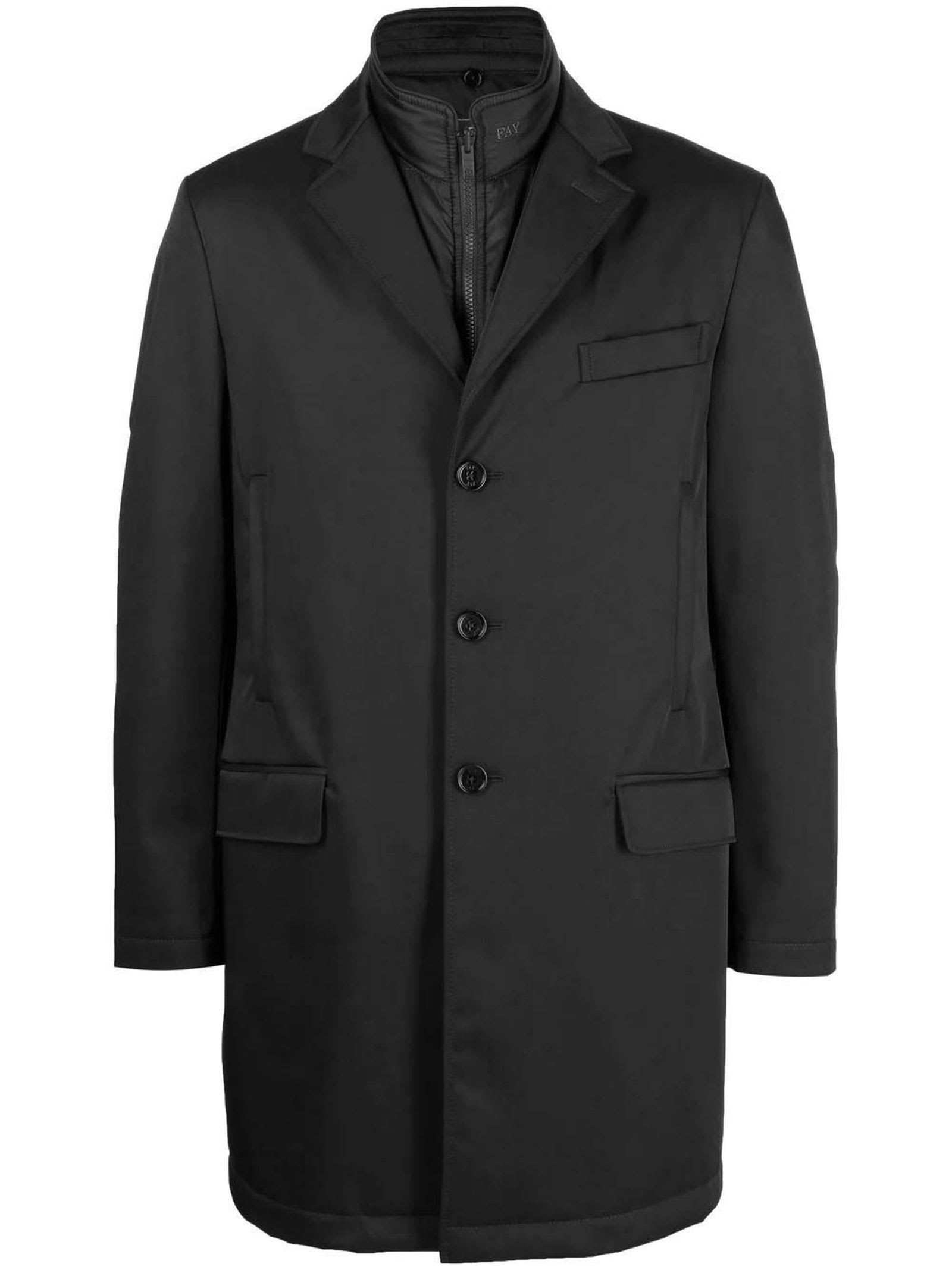 Fay Double Coat Stretch In Black