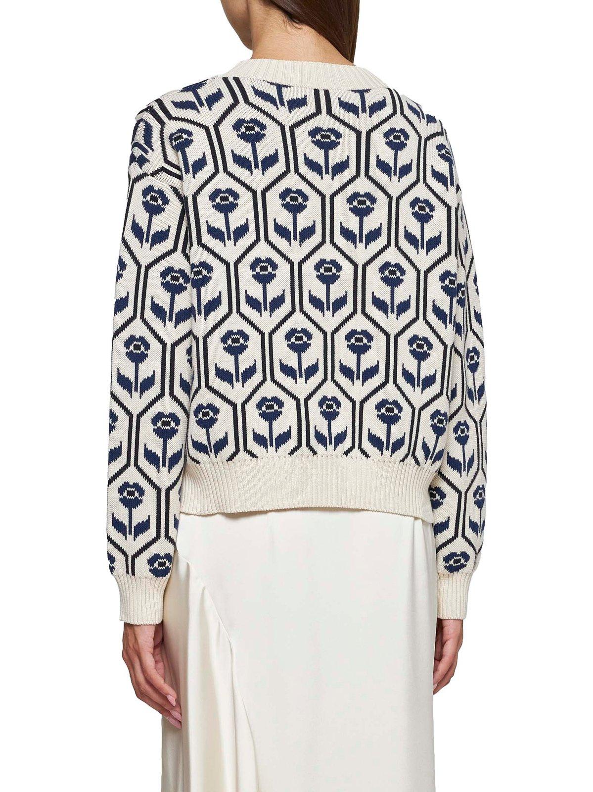 WEEKEND MAX MARA ALL-OVER FLORAL PATTEREND CREWNECK JUMPER 