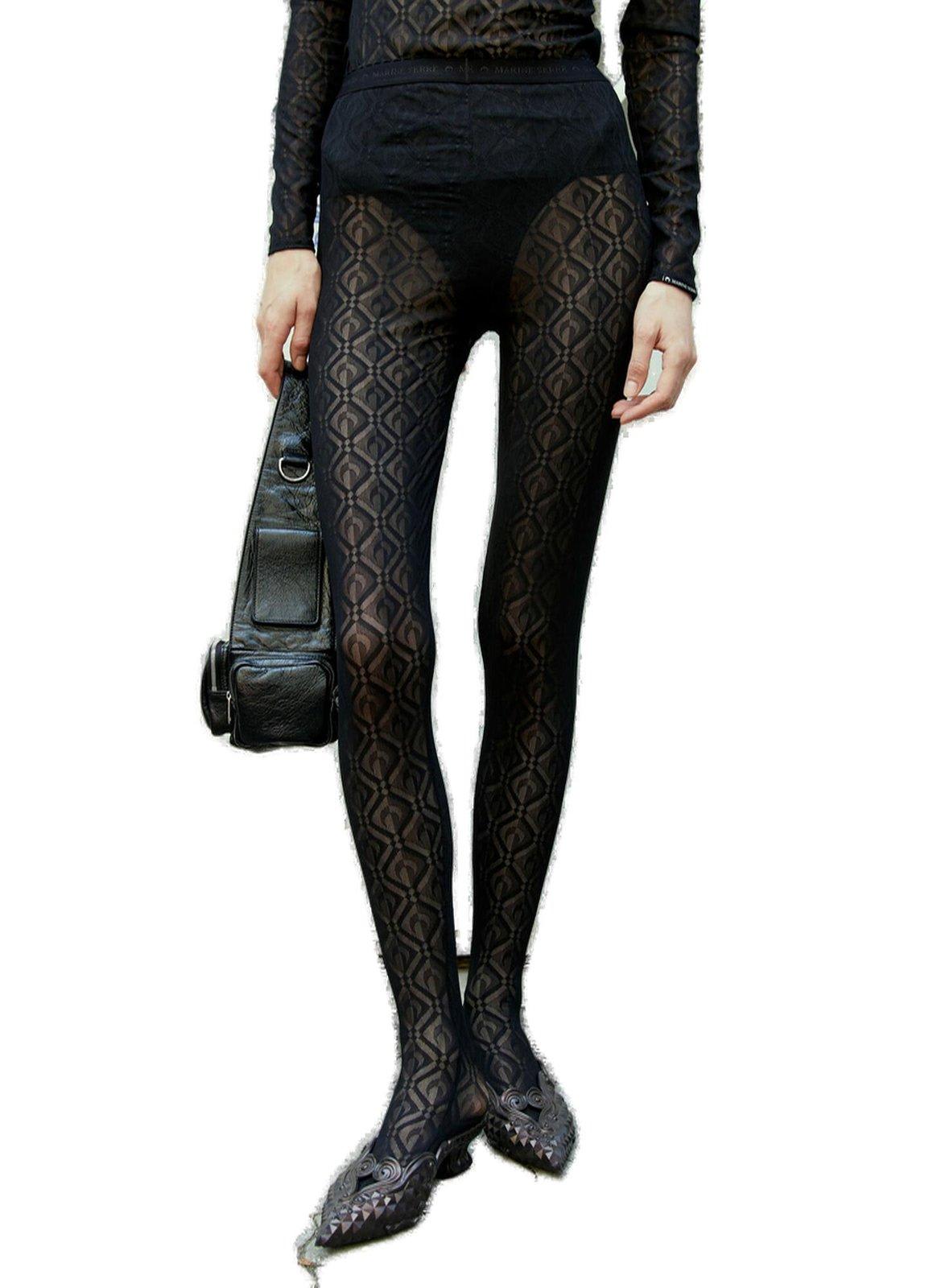 Marine Serre flocked-moonogram Tights - Farfetch