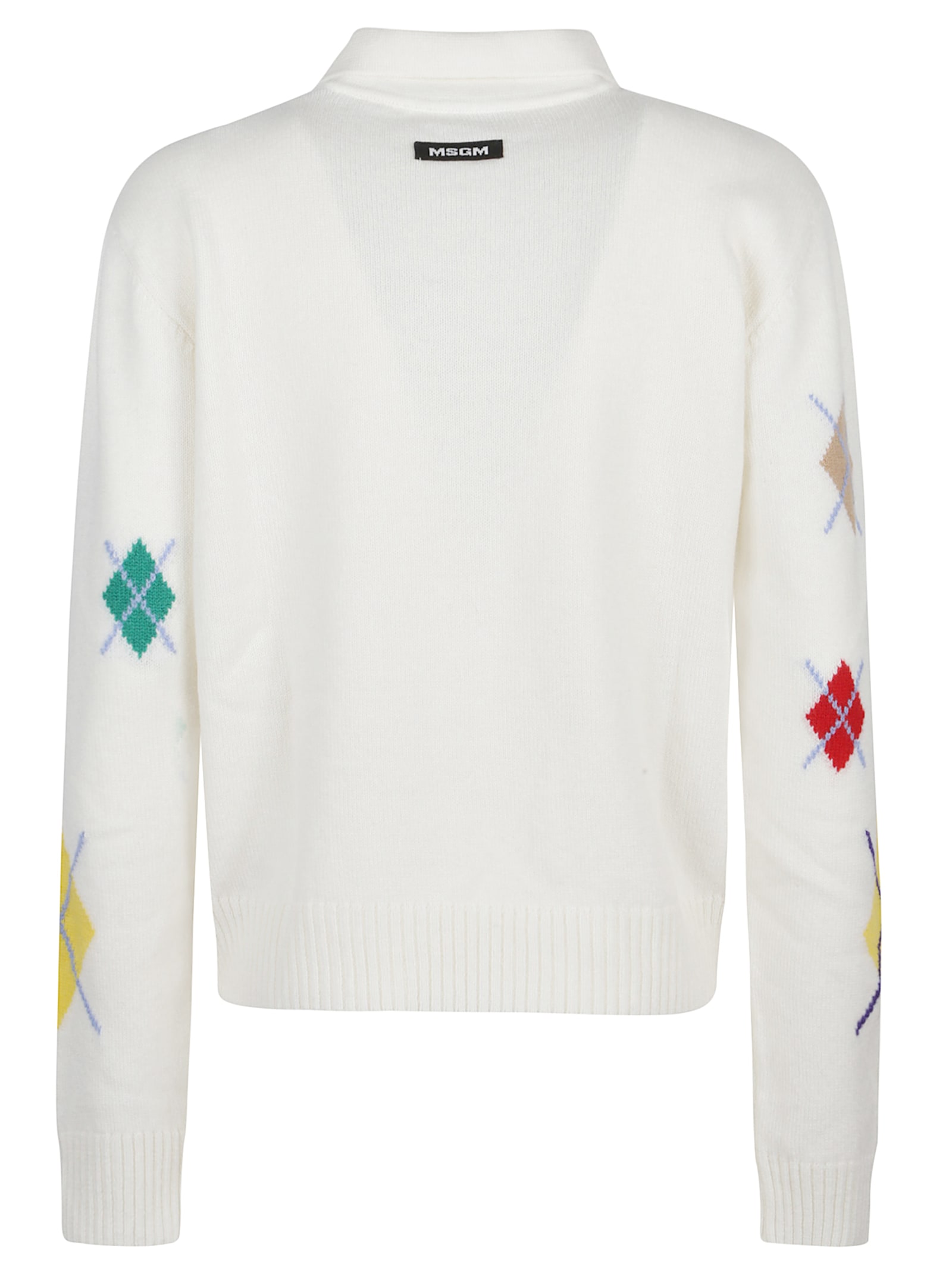 Msgm Knitted Polo Shirt In White